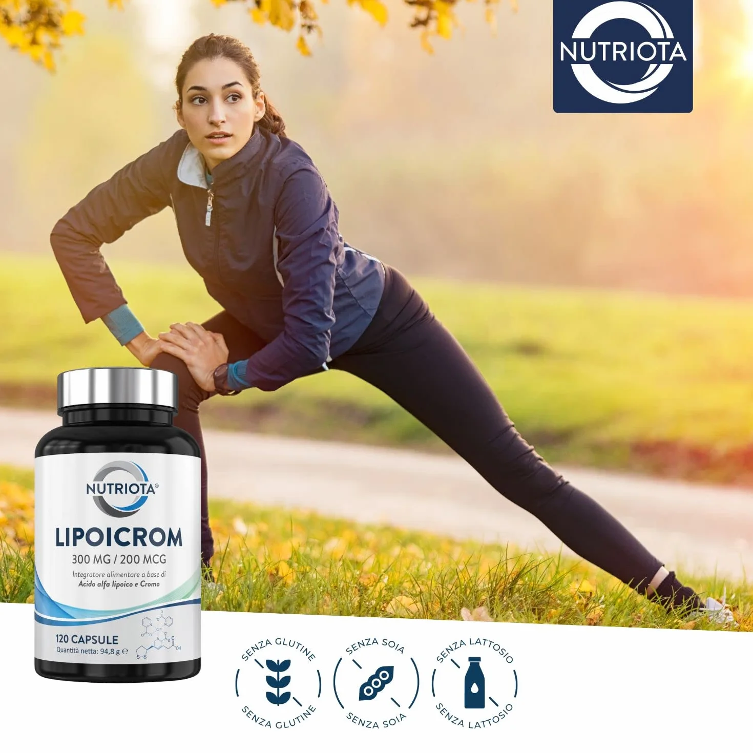 Nutriota Acido alfa lipoico 300 mg con cromo picolinato 200 mcg 120 capsule integratore alimentare