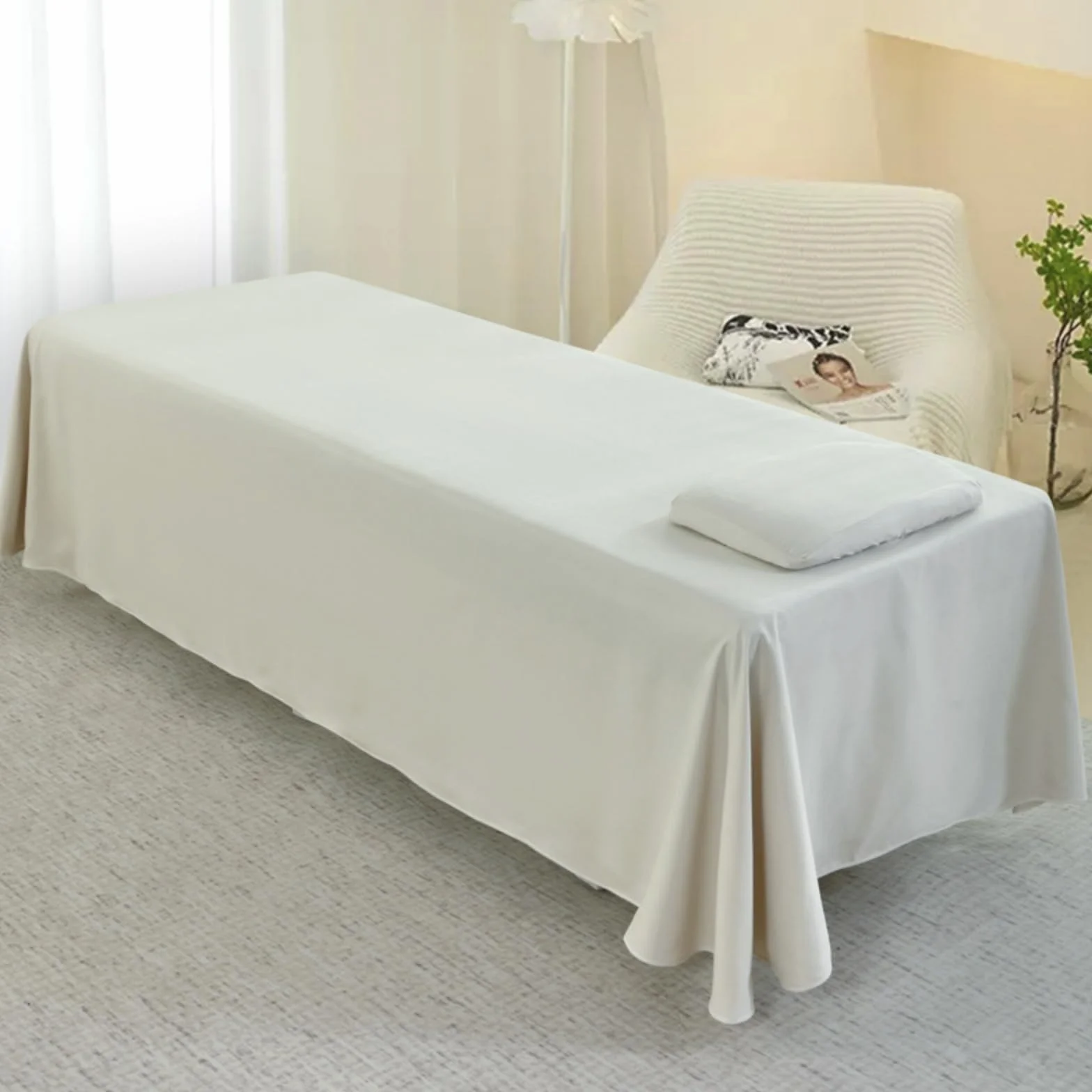 Surwin Lenzuola per Lettino Massaggio con Foro Morbido in Microfibra Lavabile per Professionale (M23 Cachi, 120x230cm)