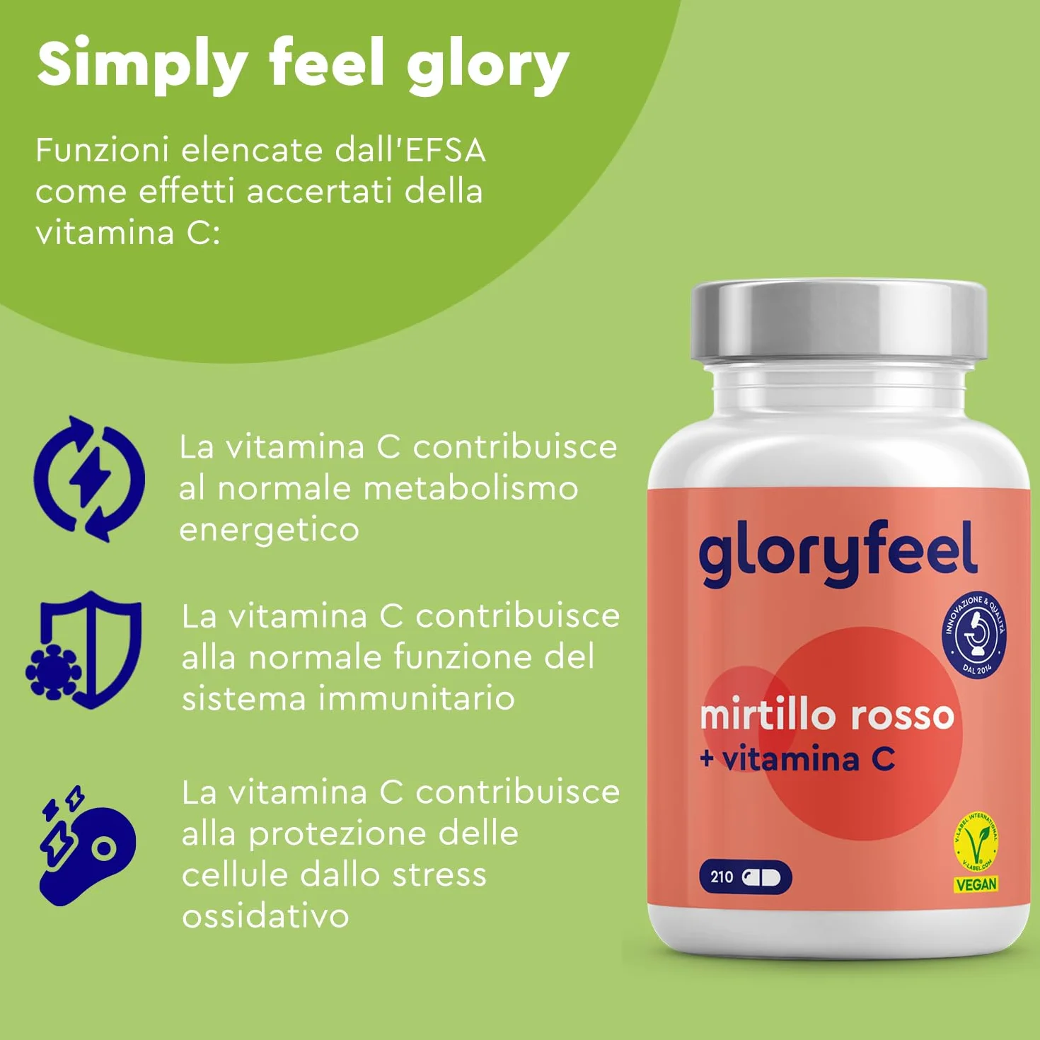Cranberry Capsule 210 con Estratto di Mirtillo Rosso + Vitamina C, Integratore ad Alto Dosaggio per Vie Urinarie, Vegan