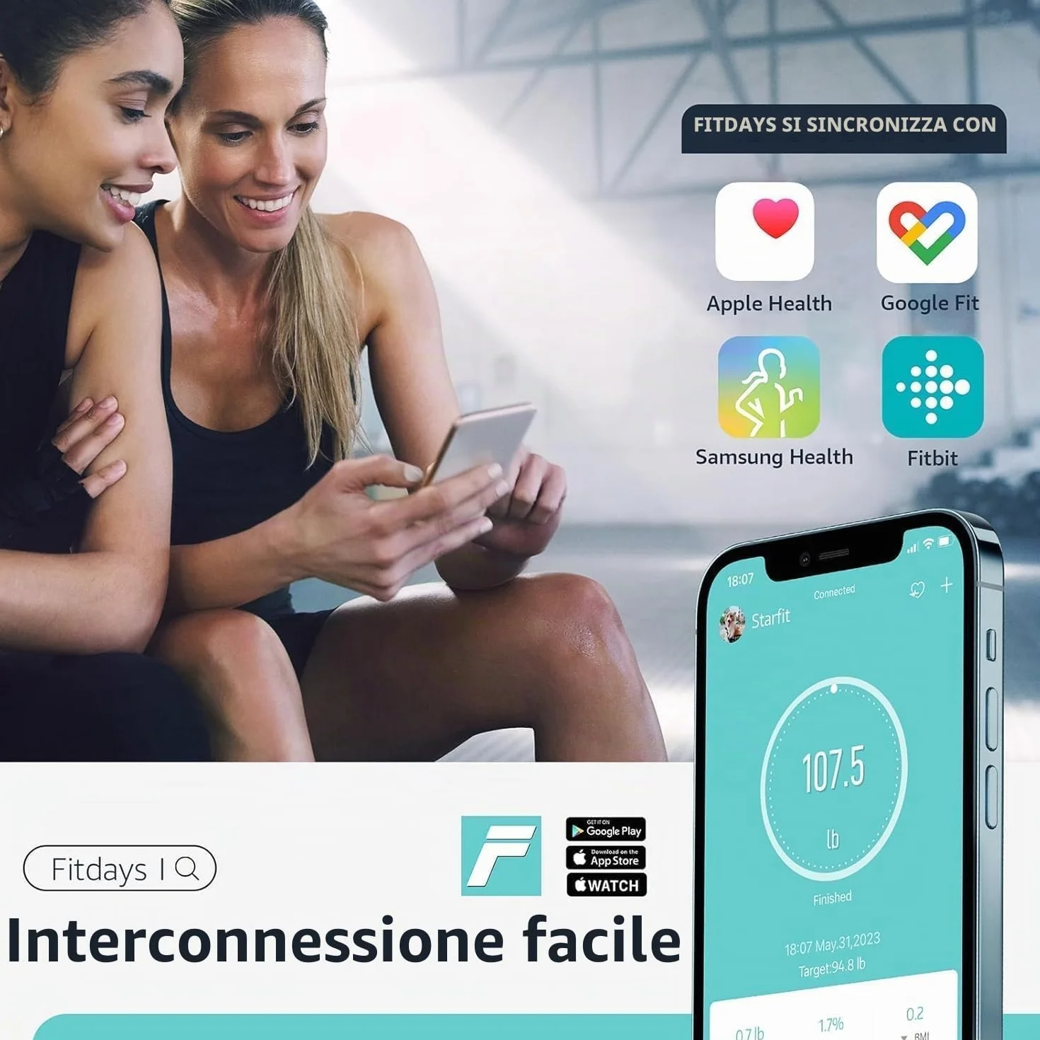 Posture Bilancia Pesapersone Digitale Smart da Bagno Analizza 13 Elementi Composizione Corporea Bluetooth BMI 180 kg Nero