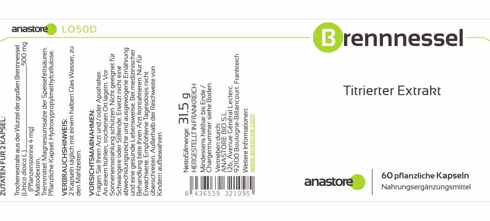 RADICE DI ORTICA Urtica dioica Estratto titolato 0.8% steroli vegetali 250 mg 60 capsule problemi urinari prostata