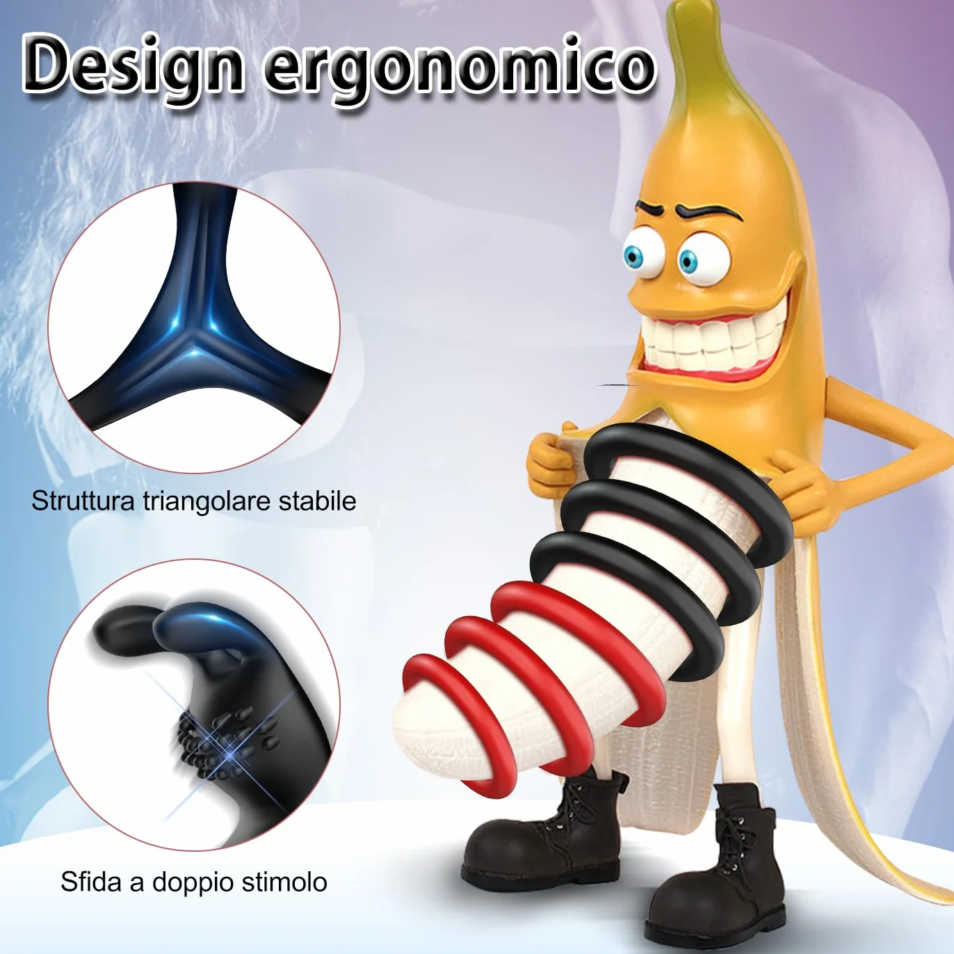 Sex Toys Anelli Pene,5 in 1 Anelli Pene Ritardanti,Ritardare L'eiaculazione Precoce e Aumenta la Potenza per L'erezione Anello Fallico Triangolo per la Stimolazione di Coppia Giocattoli Sessuali