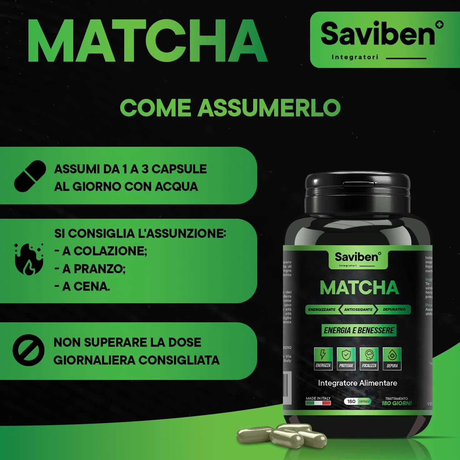 integratore Te Verde Matcha Giapponese 180 Capsule per dieta keto The Matcha Dimagrante naturale ultra Potente Antiossidante Energizzante Potenzia il Metabolismo Rafforza difese immunitarie