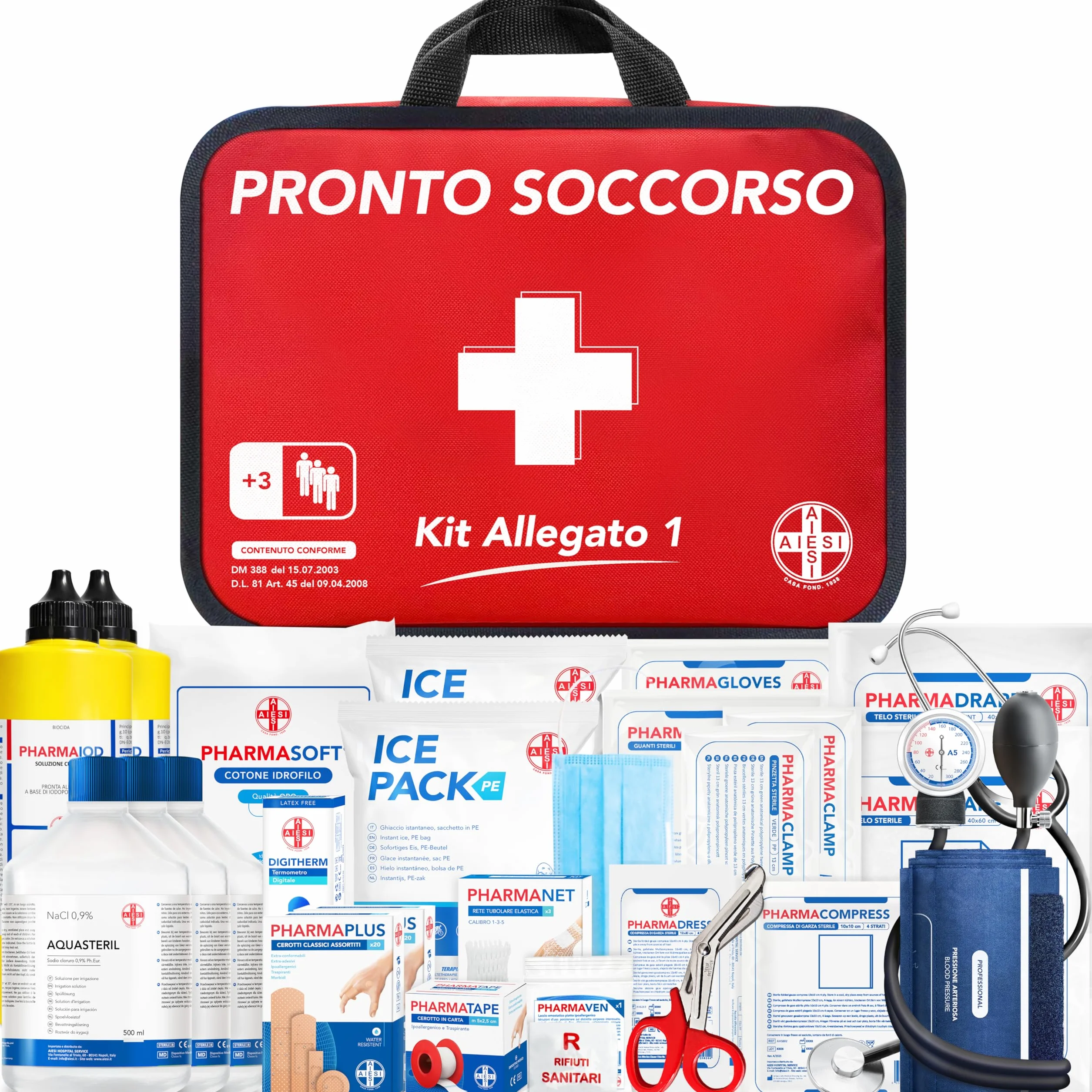 AIESI Cassetta medica di pronto soccorso Borsa con sfigmomanometro DM388 DL81