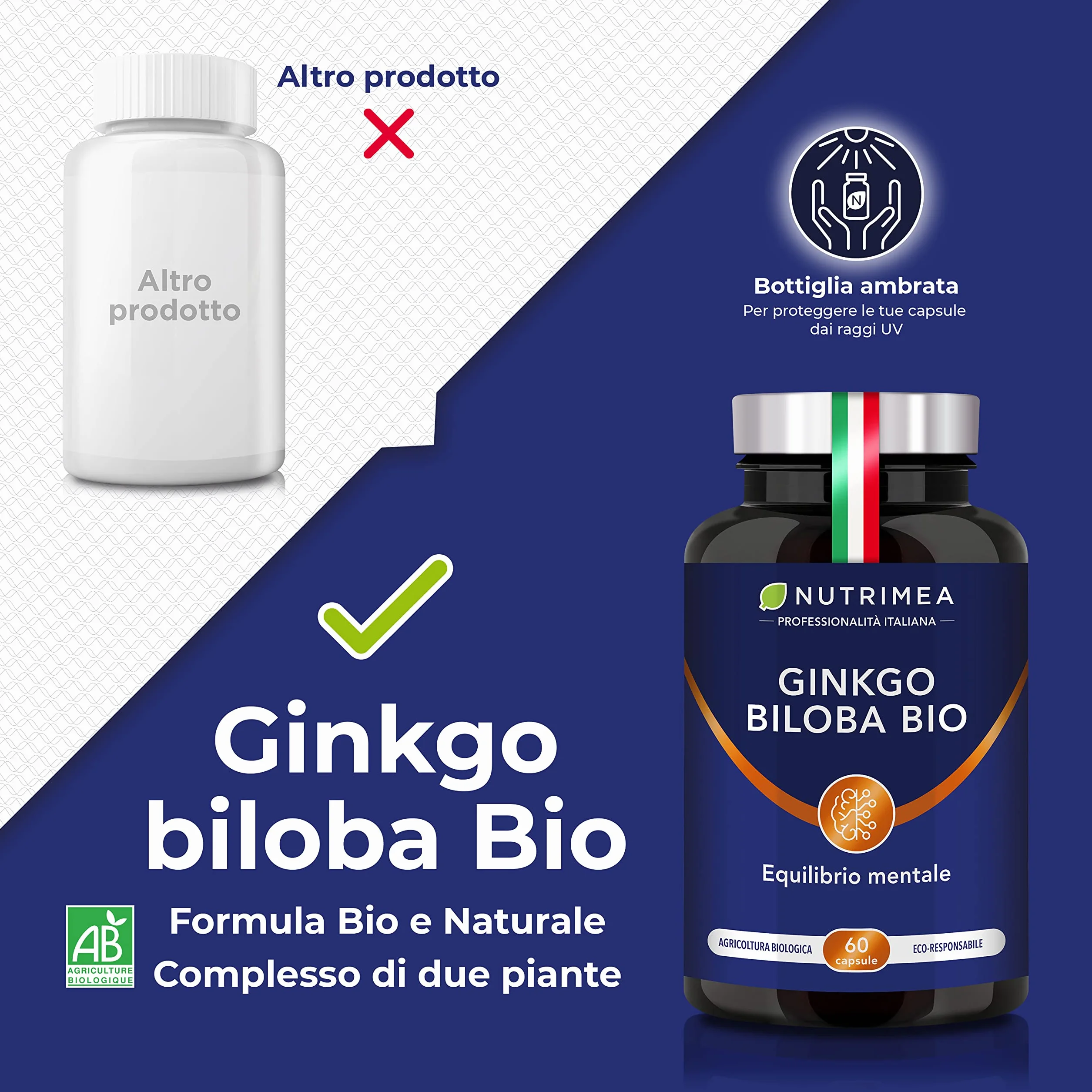 Ginkgo Biloba Biologico | Integratore per Memoria e Concentrazione | Aumenta le Prestazioni Cerebrali | Con Salvia Biologica