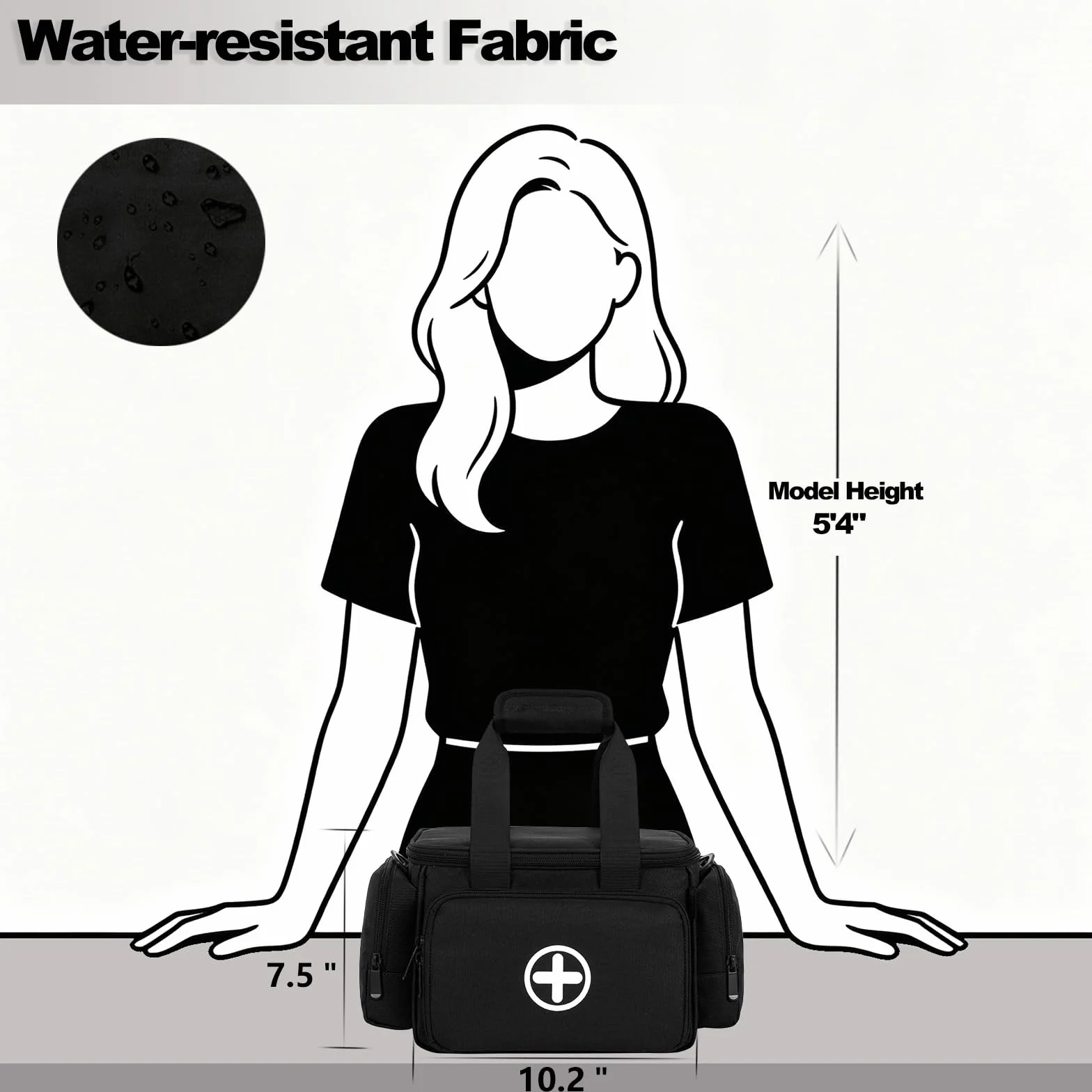 Borsa di pronto soccorso vuota professionale grande nera 27 cm