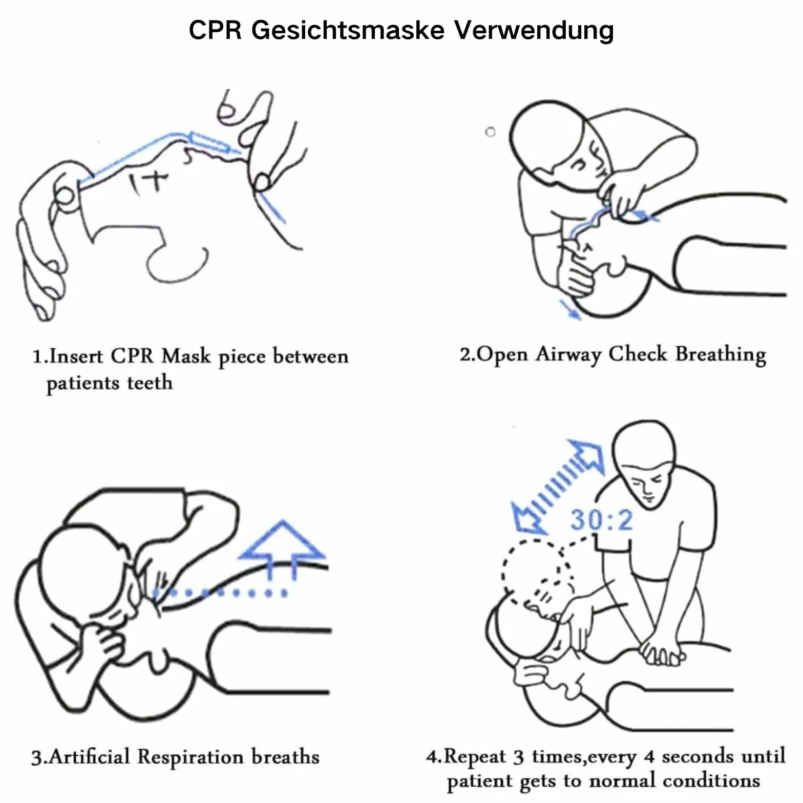 Maschera di ventilazione CPR 6 pezzi portachiavi con moschettone panno valvola ritegno barriera respiratoria tascabile primo soccorso