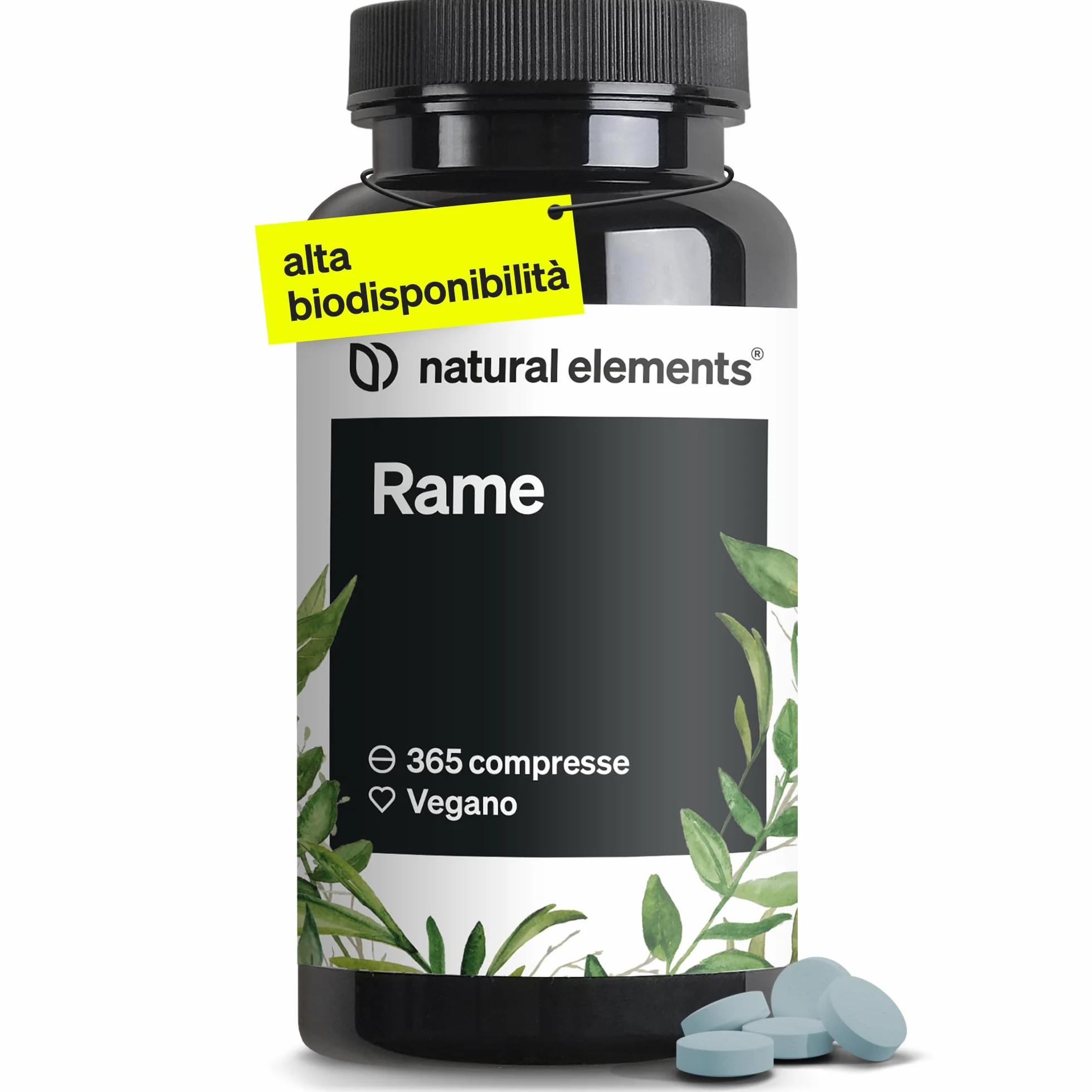 Rame – 365 compresse vegane – 2mg di rame per dose giornaliera – gusto neutro, alto dosaggio, senza additivi inutili – prodotto e testato in laboratorio in Germania