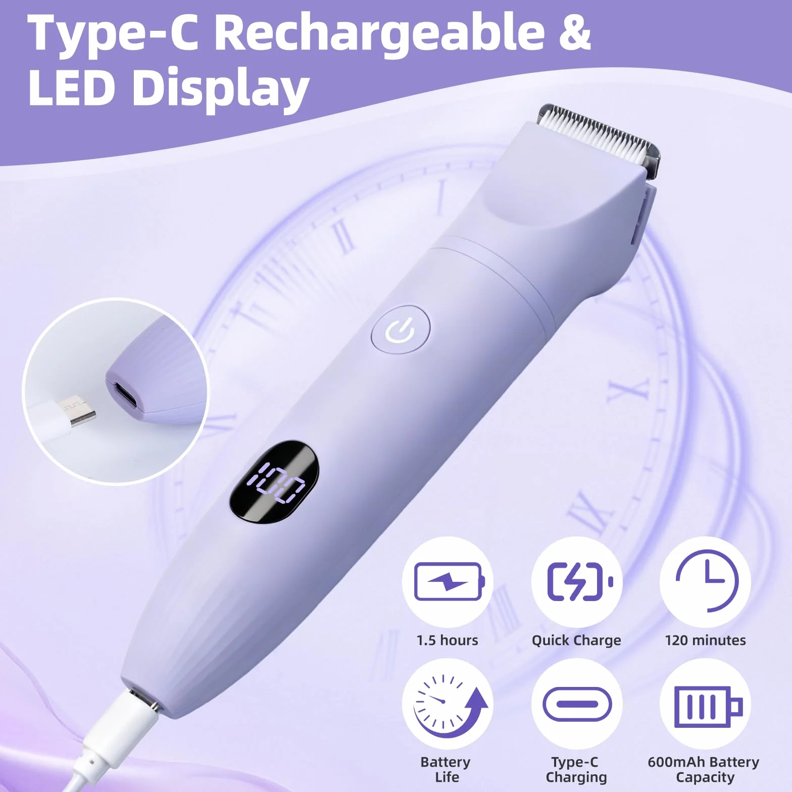 Rasoio Elettrico Donna 3 in 1 Impermeabile IPX6 Depilatore Display LCD