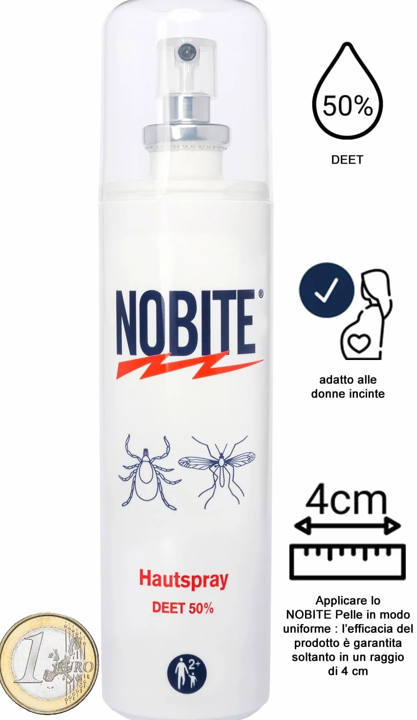 NOBITE Spray Antizanzare 100ml 50% DEET Repellente Insetti