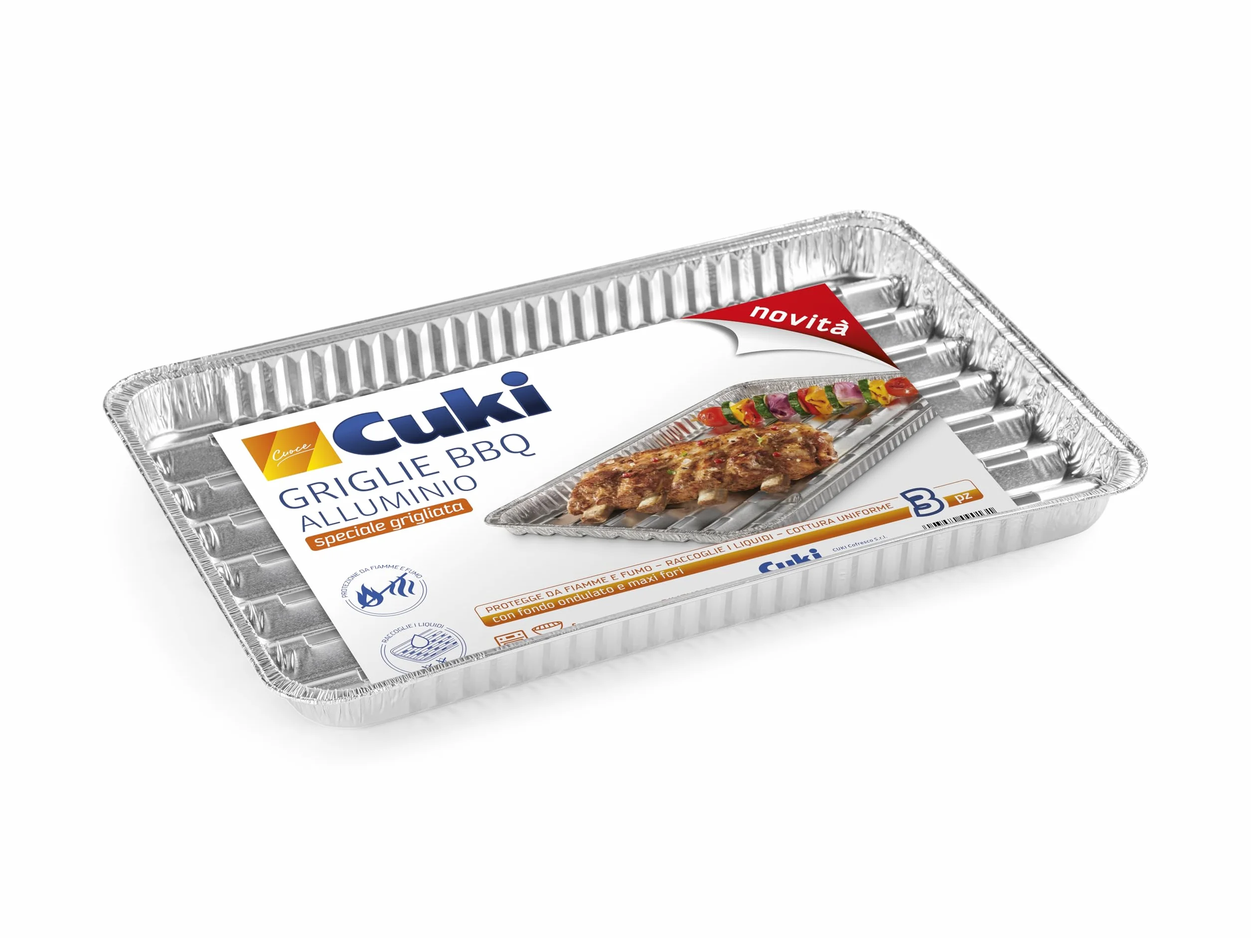 Cuki Griglie bbq in alluminio, monouso, 3 pezzi, per barbecue e grigliate, adatte anche in forno