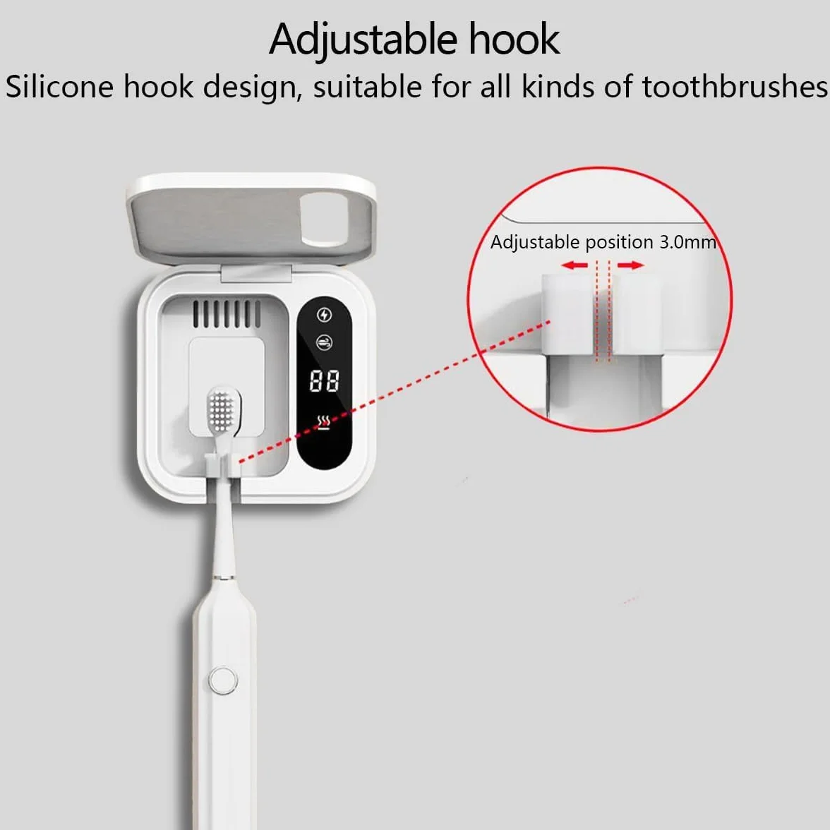 Sterilizzatore Spazzolini Da Denti Uv Disinfettante Per Spazzolini A Basso Rumore, Sterilizzatore Per Spazzolini 1000mah Scatola Portatile Per Asciugatura E Disinfezione, Bianco