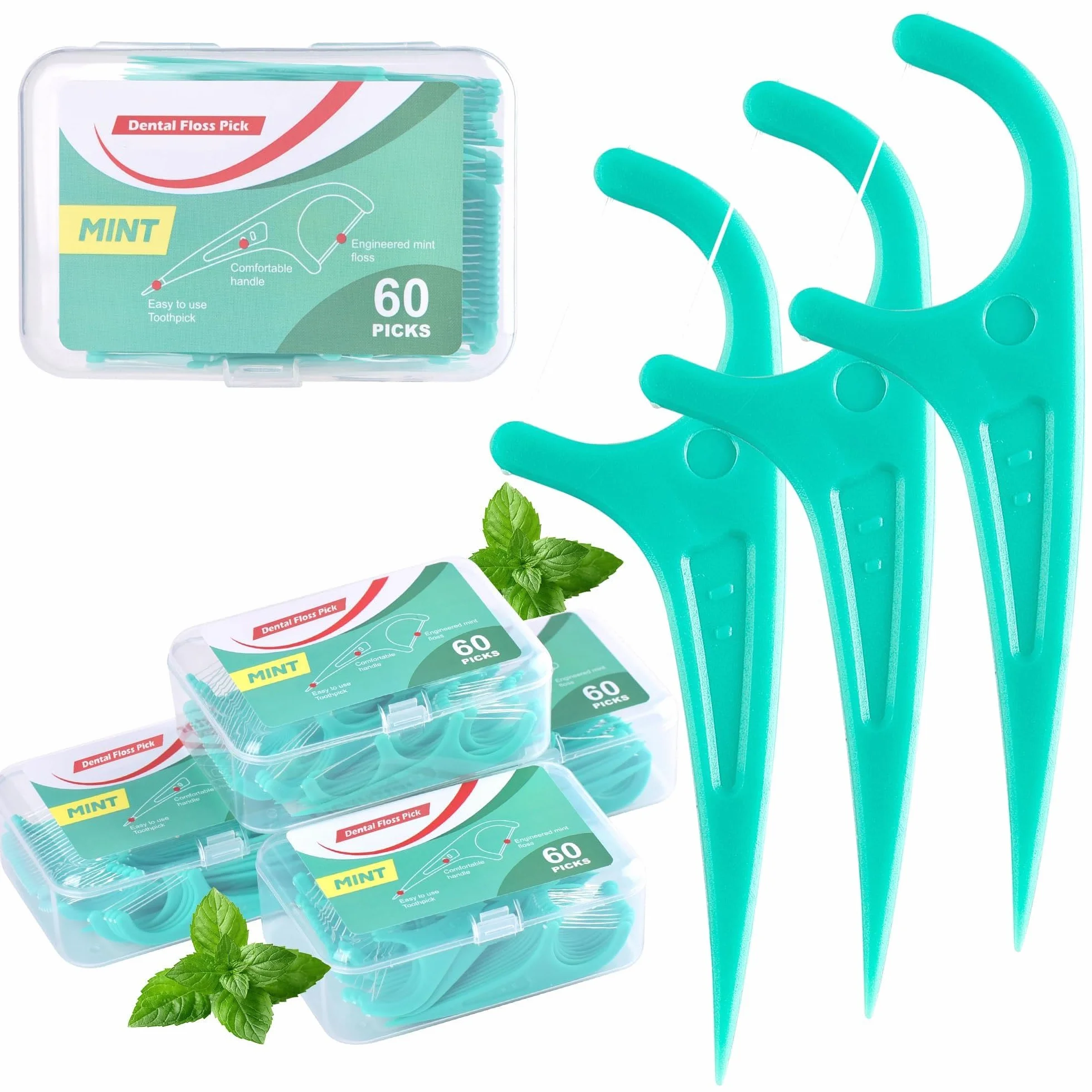 300 Pcs Filo Interdentale in UHMWPE con Sapore di Menta Piperita con Scatola di Conservazione Igienico e Portatile Cura Dentistica per Tutta Famiglia