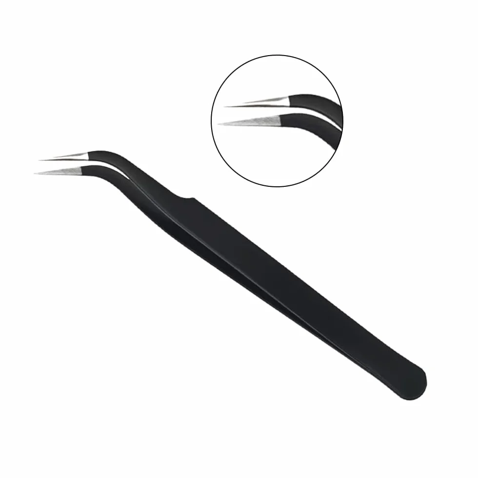 Pinzetta, 2 Pinzetta Extension Ciglia, Kit Pinzetta per Ciglia, Pinzette Diritto e Curvo Tip Pinzette, Professionale Pinzette in Acciaio Inox, per Estensioni Ciglia, DIY