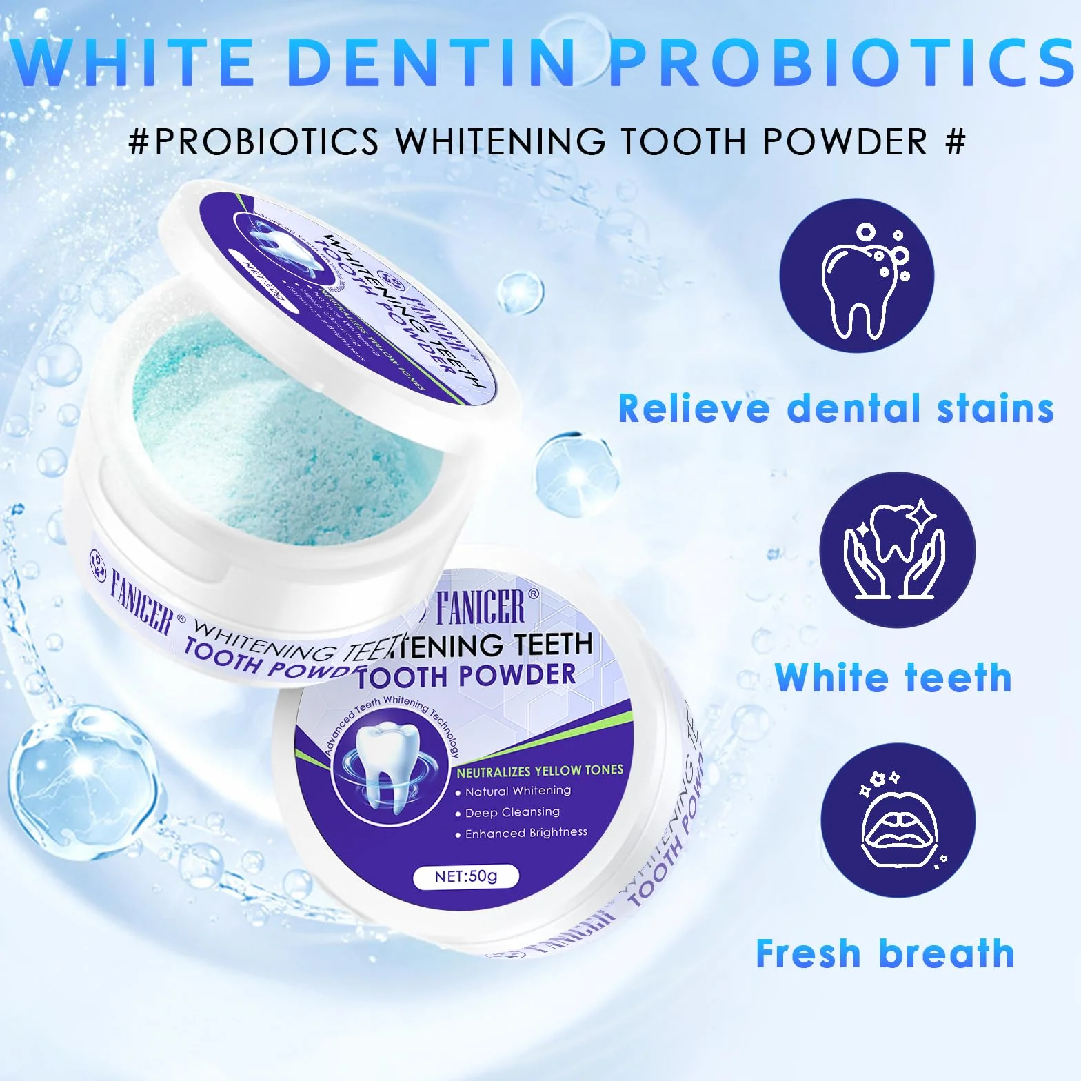 Polvere sbiancante per denti 50g professionale