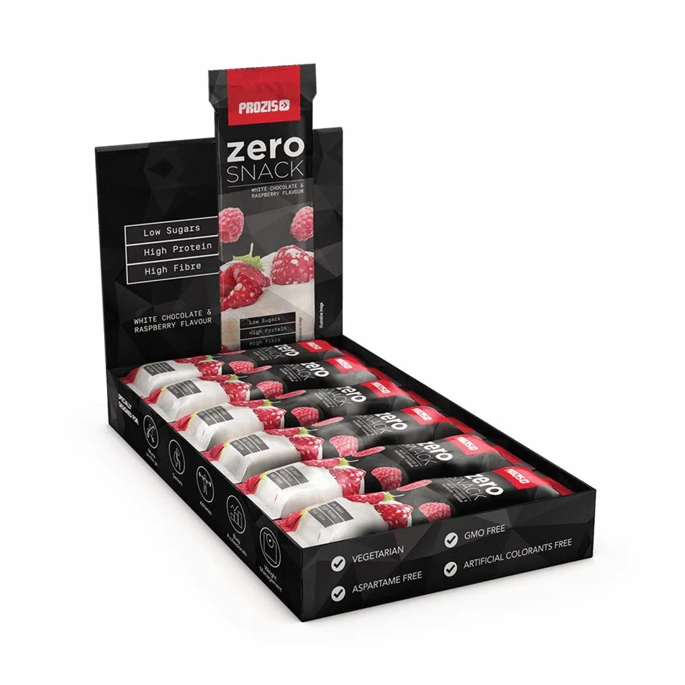 Prozis Zero Snack 35 g Cioccolato Bianco con Lamponi Confezione da 12 Pezzi