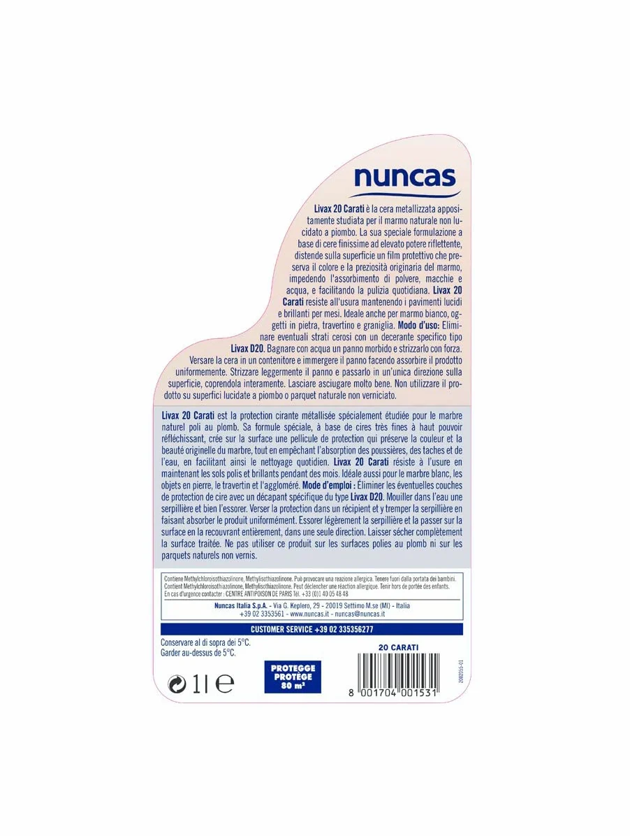 Nuncas Livax Cera Protettiva 20 Carati 1000ml