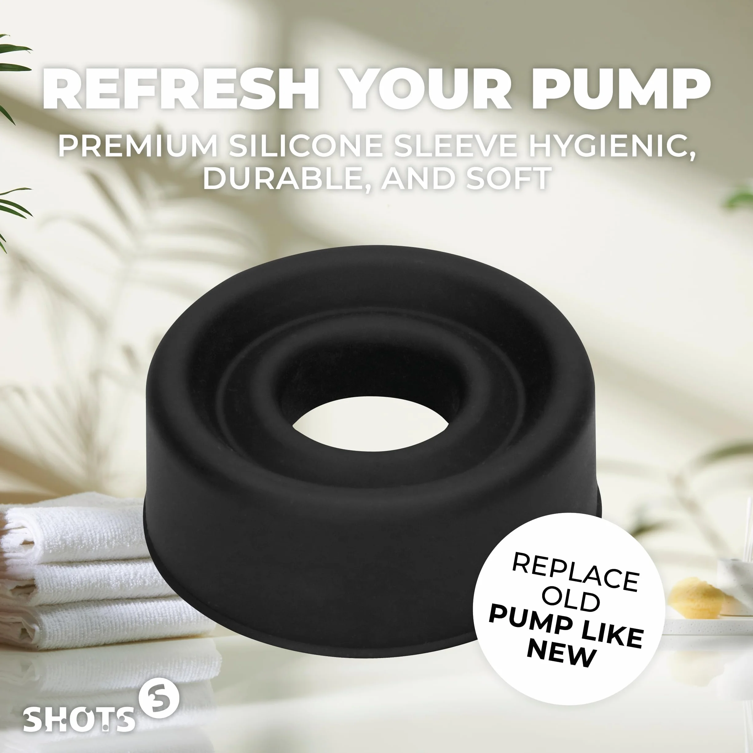 Manicotto Della Pompa Del Pene In Silicone - Grande - Nero - 29 Gr