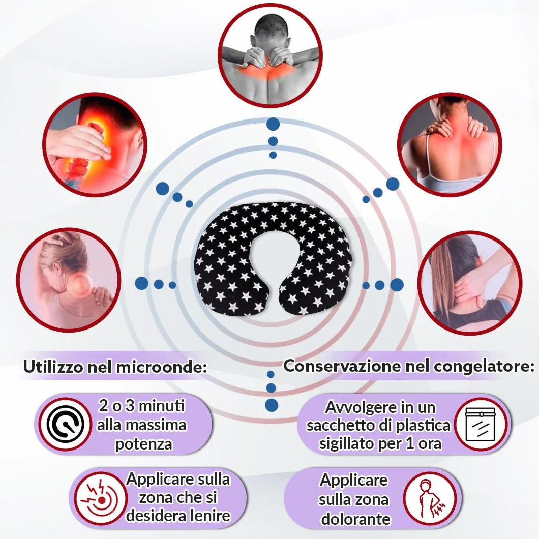 LOLA & GALA Cuscino Termico per Microonde | Cuscinetto Termico Cervicale | Riscaldante per Collo con Copertura Lavabile | Contiene Semi di Grano + Lavanda + Gel di Silice