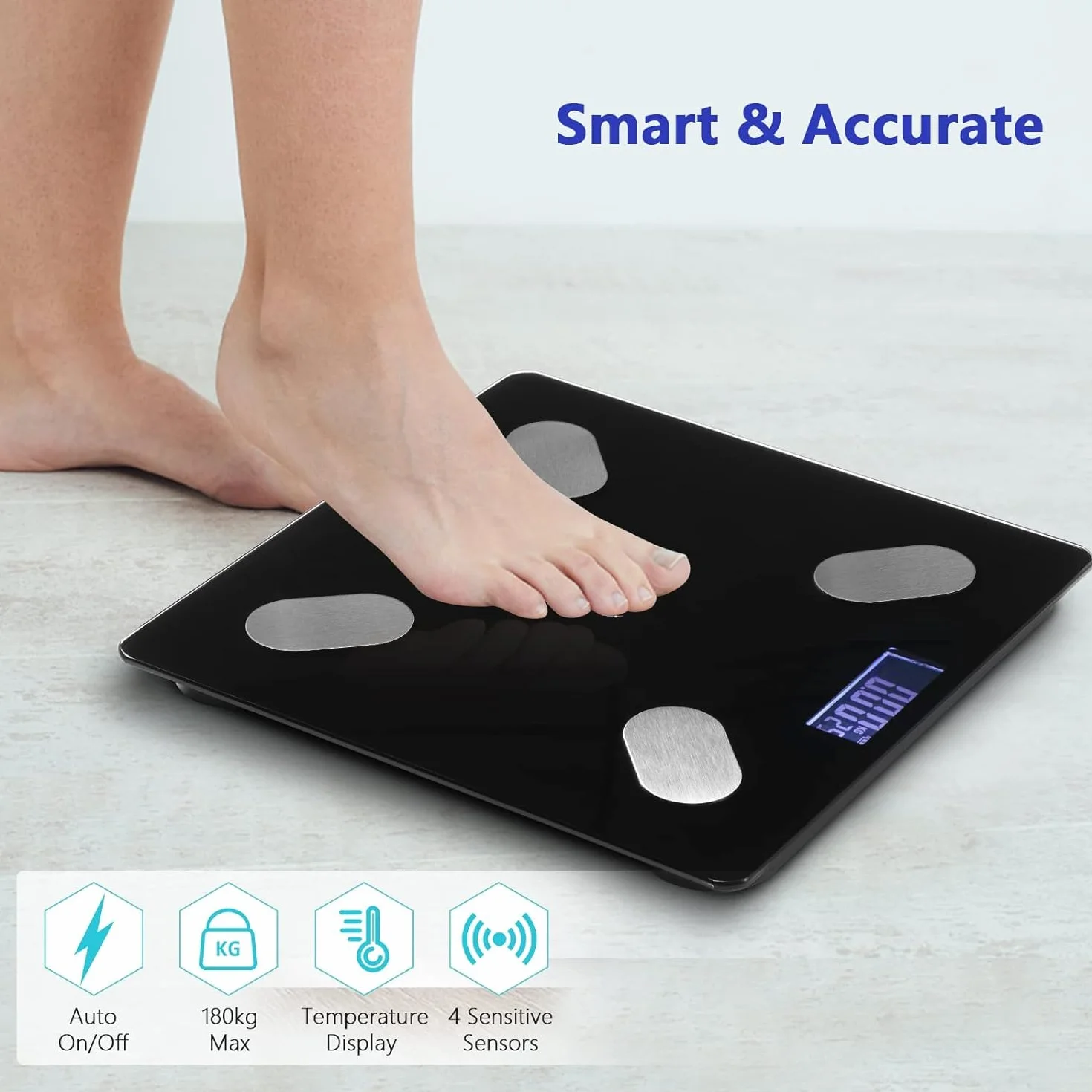 SQUADO Bilancia pesapersone smart digitale Impedenziometrica elettronica Bluetooth