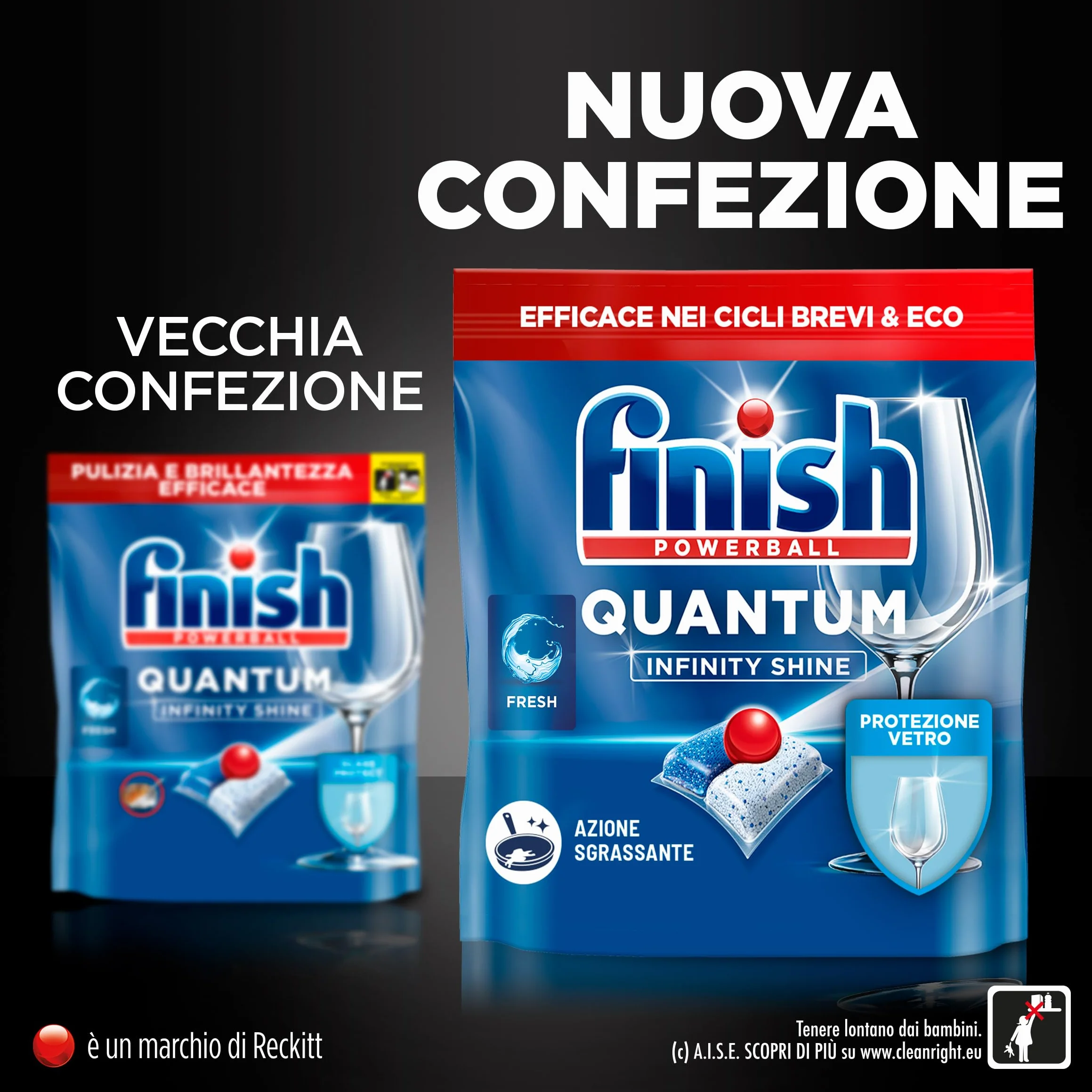 Finish Quantum Infinity Shine Pastiglie Lavastoviglie, 166 Capsule Lavastoviglie, Detergenti per Lavastoviglie