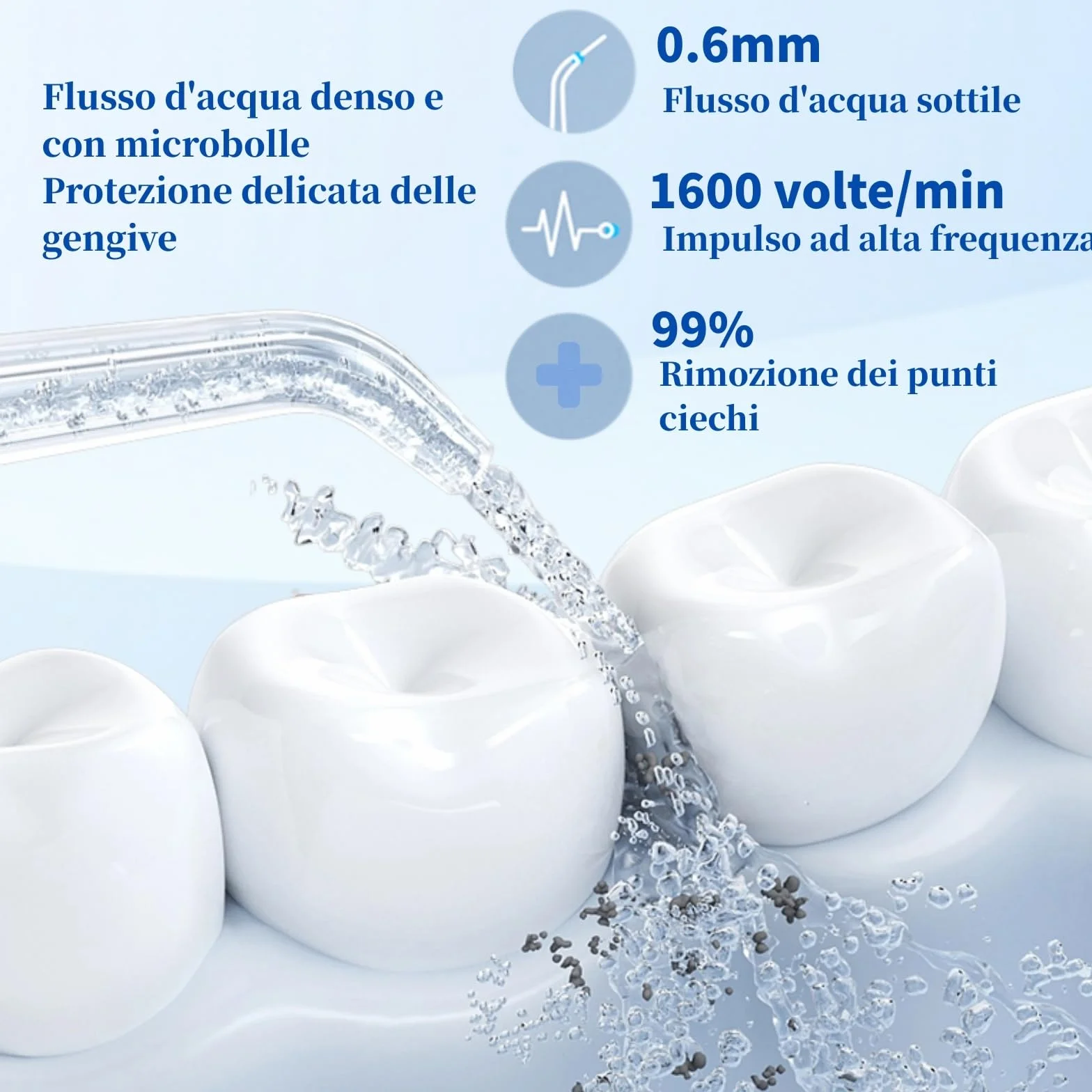 Idropulsore Dentale Portatile Denti, Water Flosser, Scovolino Denti, Irrigatore Orale 4 Modalità e 3 Intensità, Serbatoio da 230ml, Wasserdicht und Wiederaufladbar per Viaggi e Casa