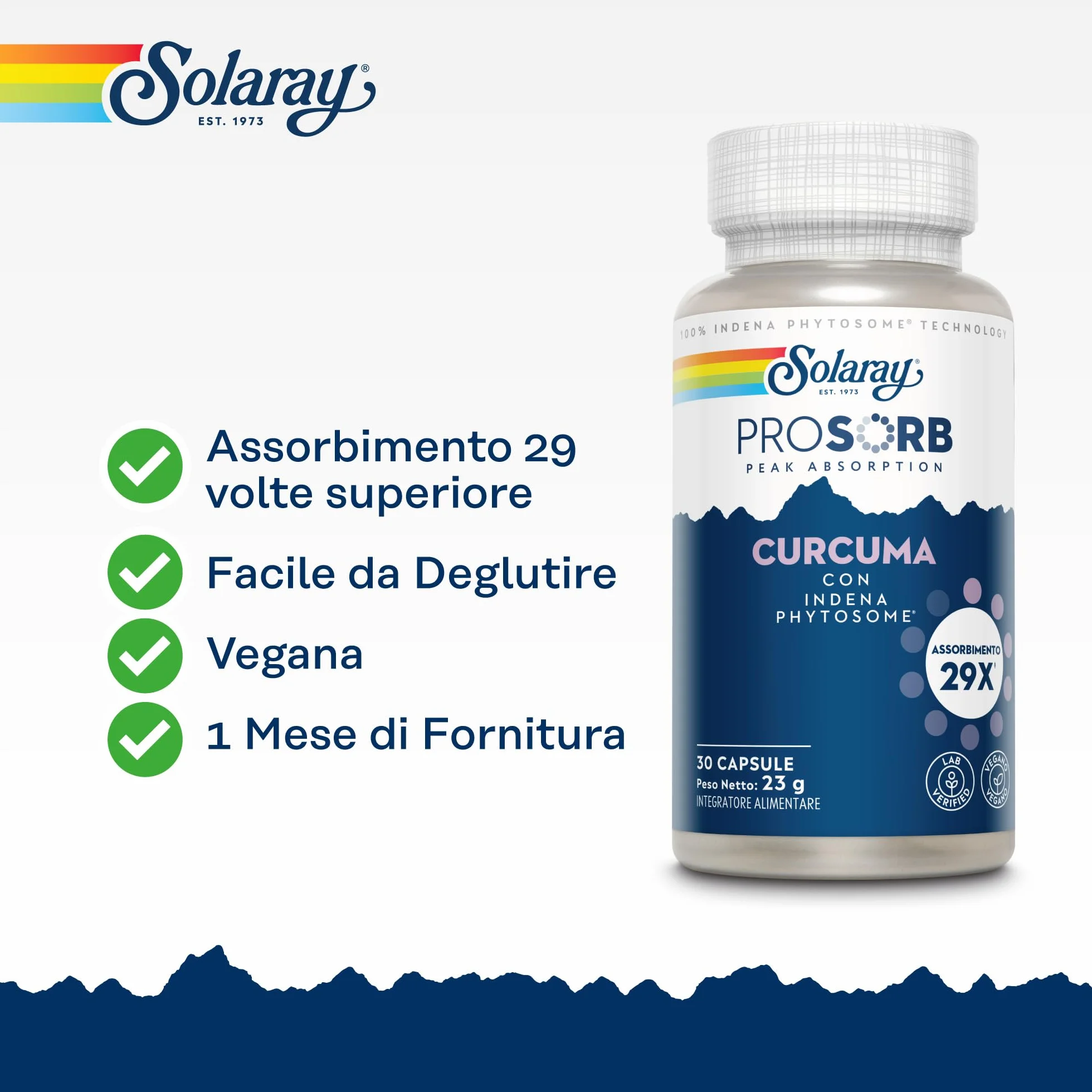Solaray Curcumina Meriva® Fitosomiale 500mg 30 Capsule Vegane Biodisponibile
