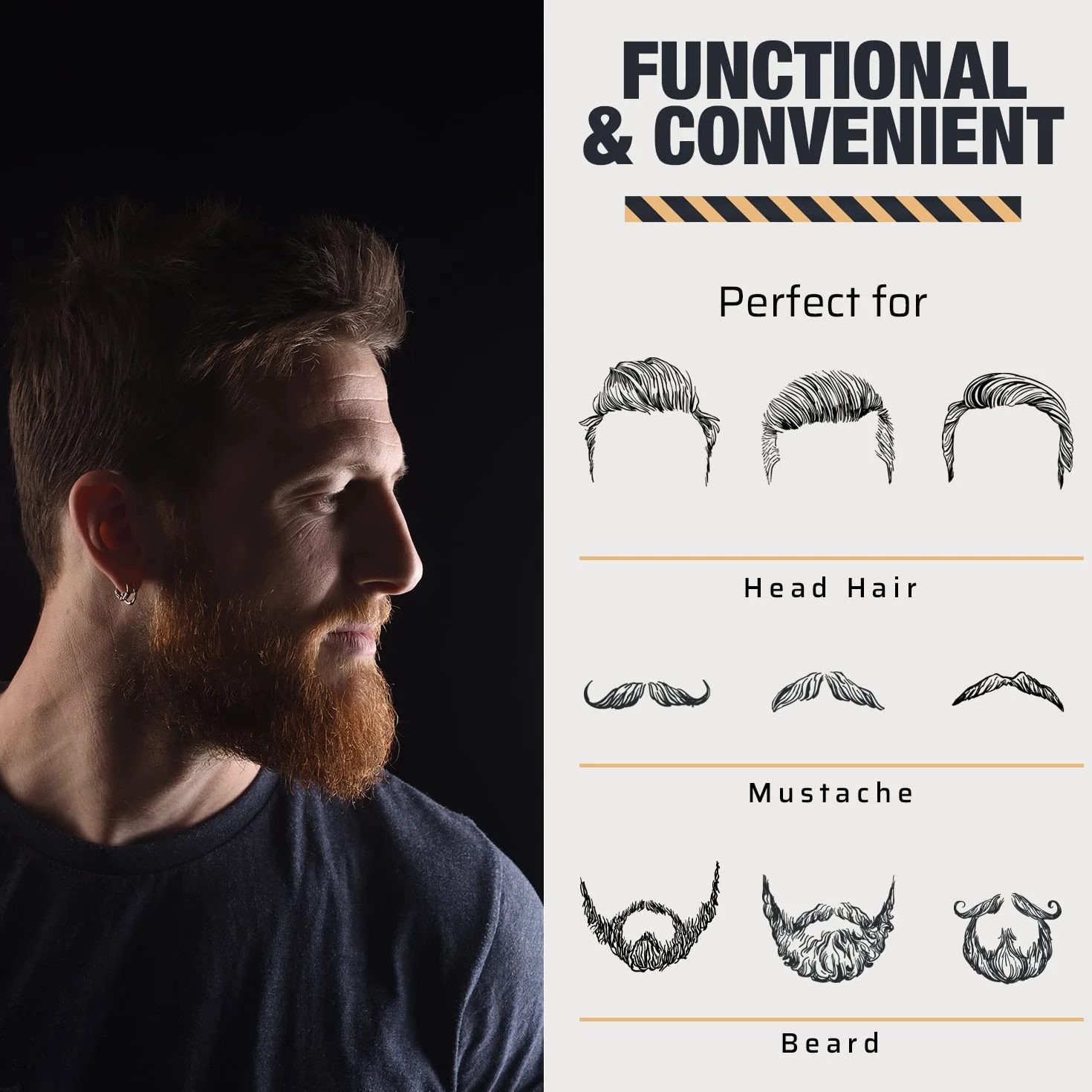Set di barba e pettine di legno per uomini - Kit per la cura della barba e dei capelli