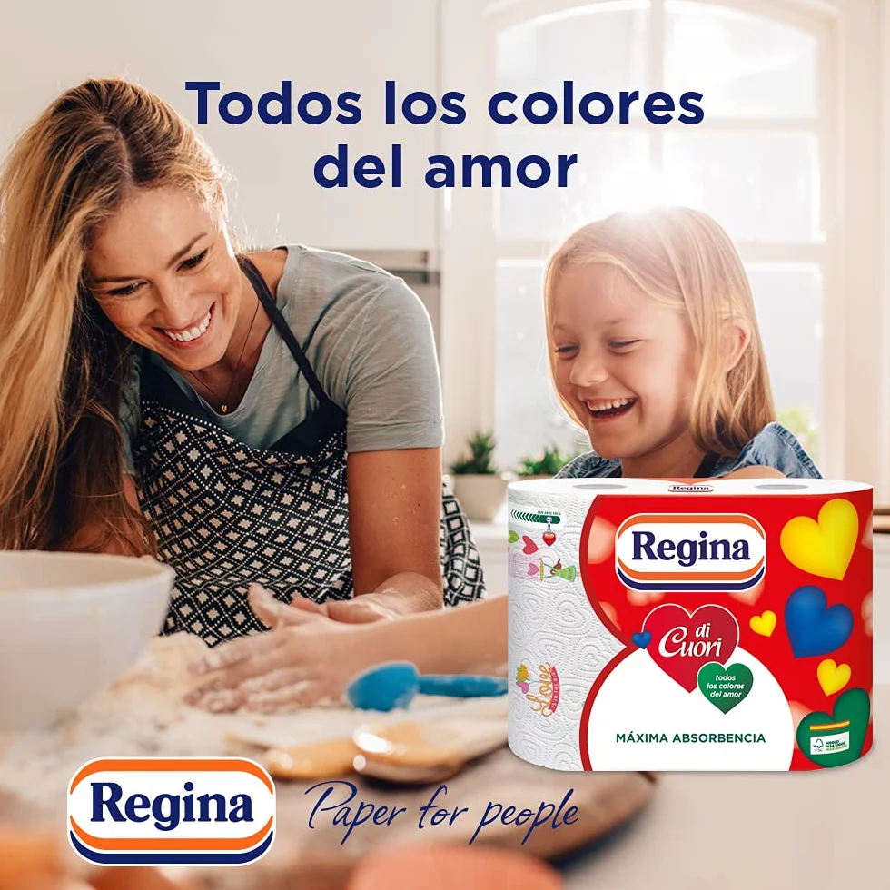 Regina Di Cuori Carta Cucina 24 Rotoli 85 Fogli 3 Strati Massima Assorbenza 65 g