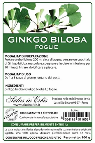 GINKGO BILOBA FOGLIE 100 gr. Memoria, concentrazione