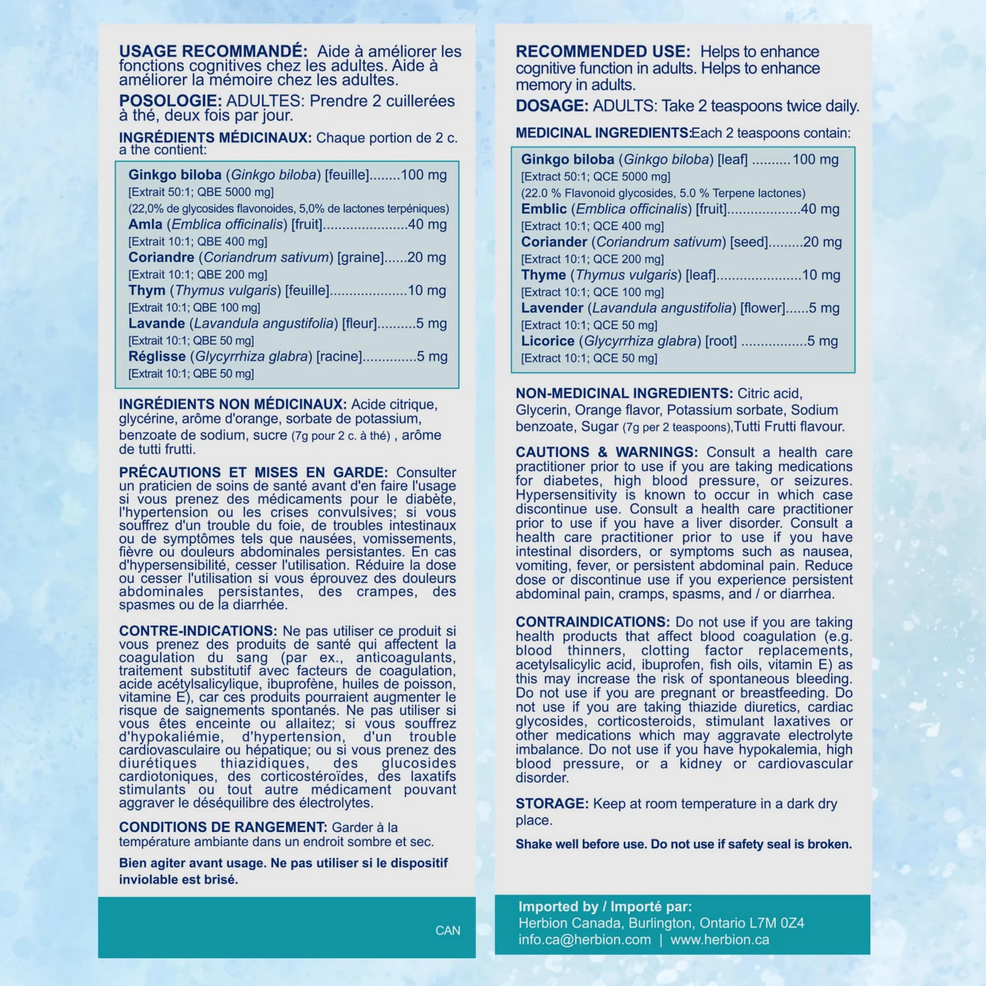 Herbion Naturals Amplificatore di memoria aiuta a migliorare le funzioni cognitive Sciroppo di liquirizia per adulti 150ml