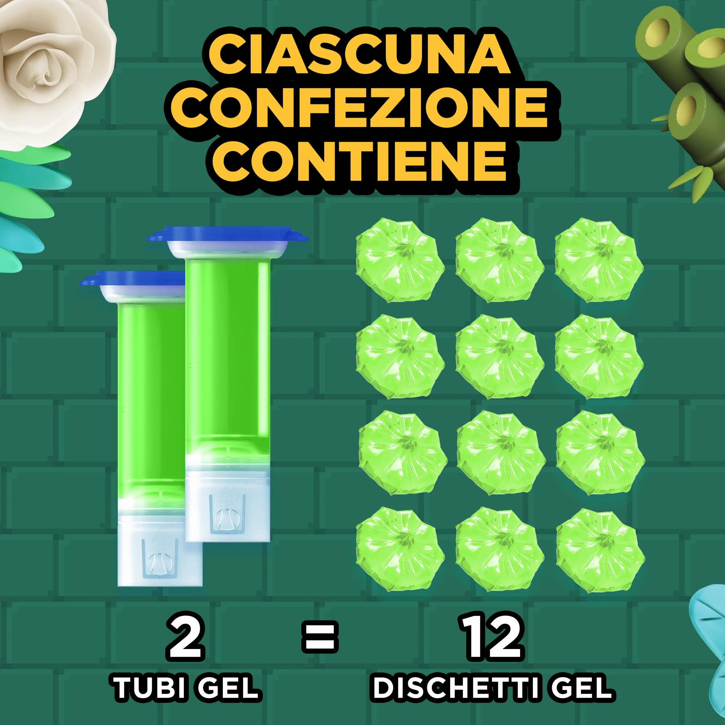 Duck Fresh Discs - 2 Ricariche da 6 Dischi Gel Igienizzanti WC, Fragranza Rosa & Fiori di Loto, Confezione da 2 Applicatori e 12 dischetti