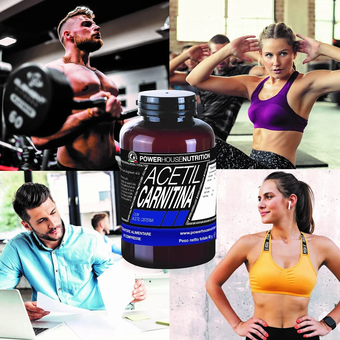 Acetil Carnitina 1500mg Alto Dosaggio 60 compresse Powerhouse Nutrition