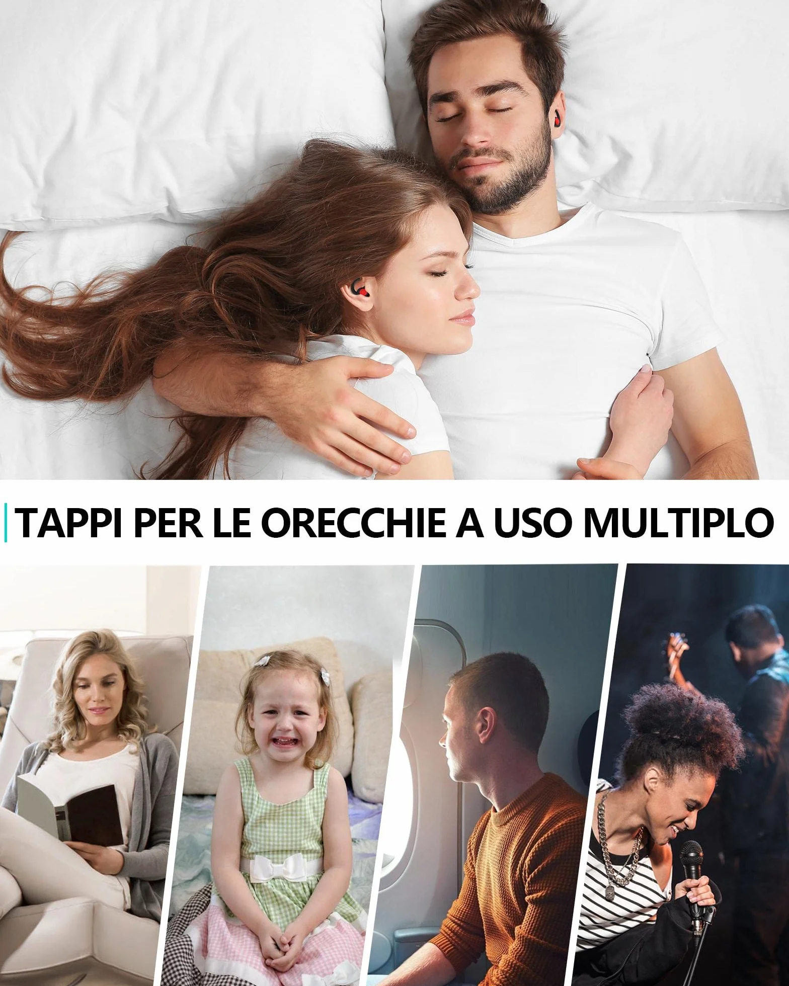 SUPCEAT Silicone Tappi Orecchie per Dormire, 2 Paia Tappi per le Orecchie Antirumore Lavabili Riutilizzabili per Sonno Leggero Riduci i rumori, per Lavoro, Feste, Studio, Discoteca, Concerti