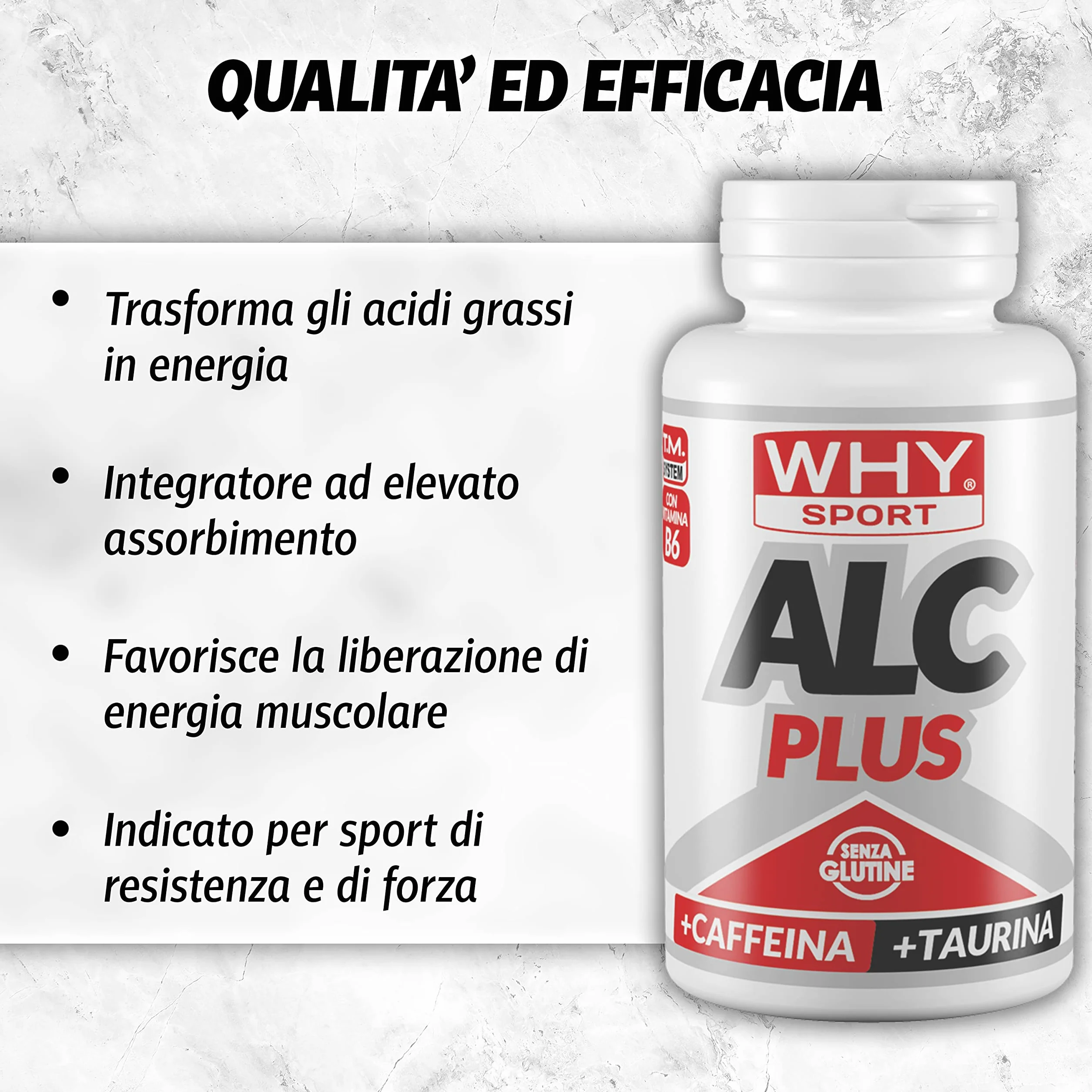 WHY SPORT ALC PLUS - Integratore Alimentare Energetico a Base di Acetil l-carnitina - 60 Compresse