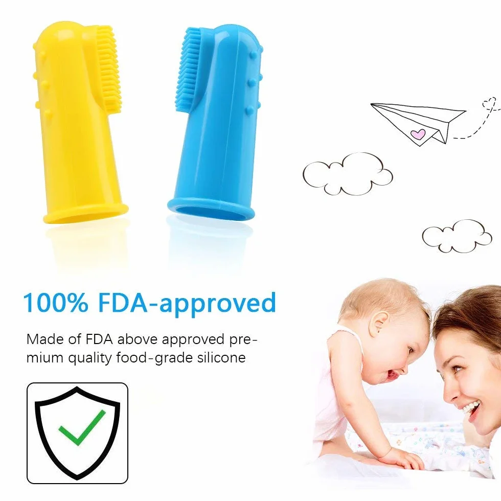 Vicloon Spazzolino da Dito, 6Pcs Spazzolino da Denti in Gomma, Spazzolini Neonati in Silicone, Multicolore Spazzolino Bambini Sicuro da Denti per Gengive Massaggio Orale con Custodia