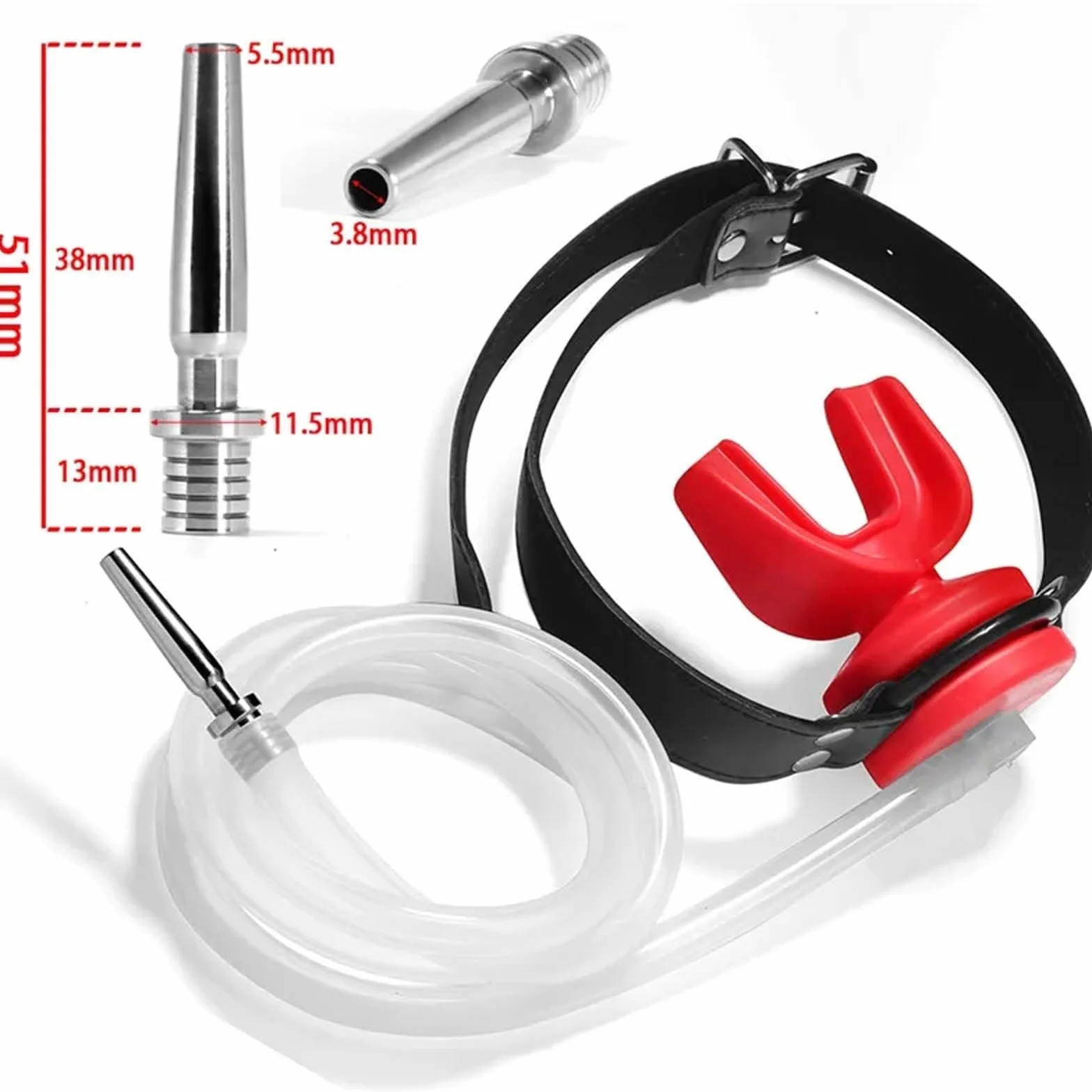SM Bocca Plug Gag Maschera in Pelle con Dilatatore Pene Plug Piss Imbuto Bondage Sesso Orale Bocca Gag BDSM Giocattoli Erotici Sessuali for Donne Uomini Coppie(Schwarz)