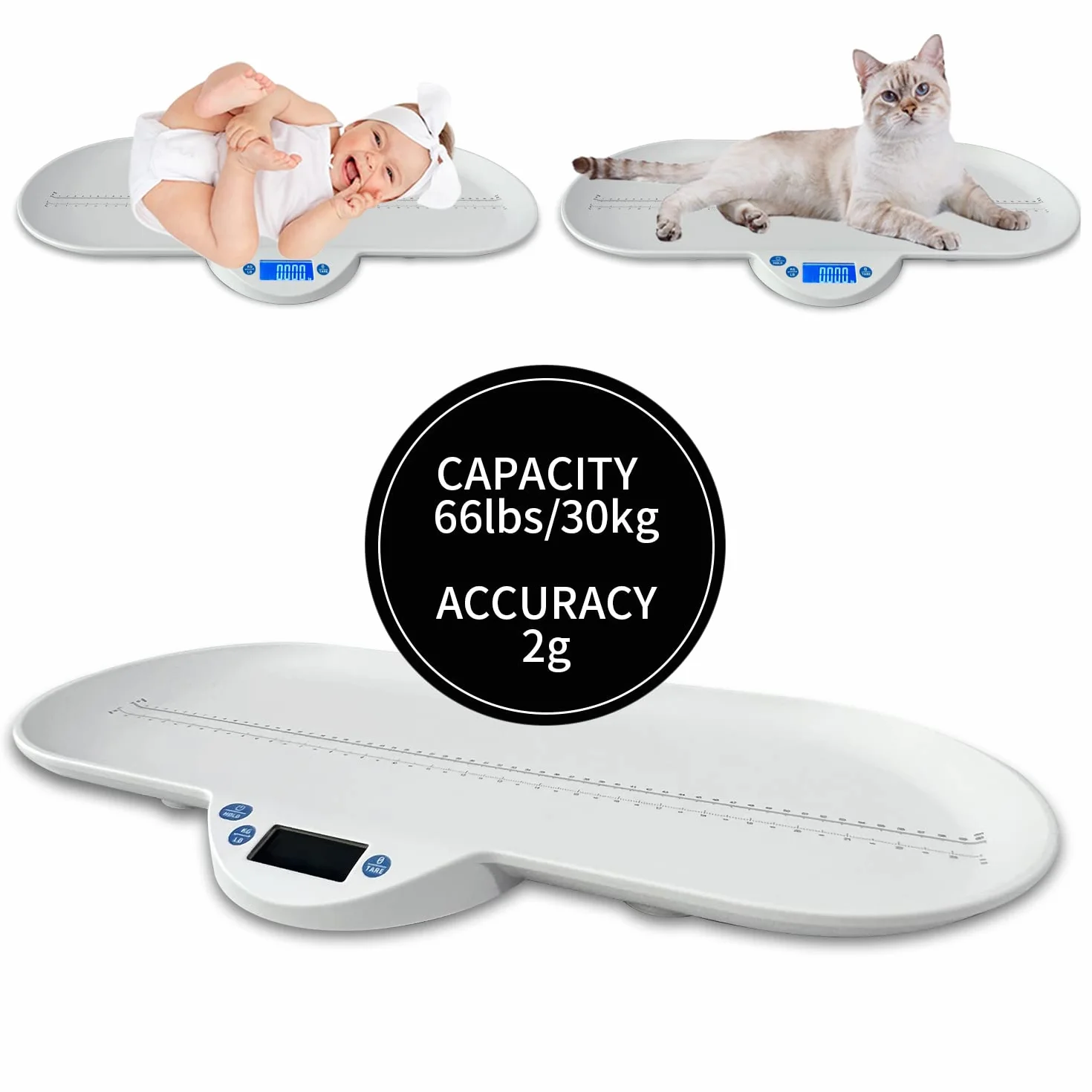 Bilancia elettronica multifunzionale per animali domestici e bambini, stabile