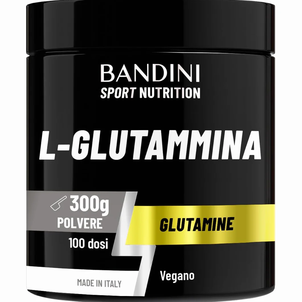 Bandini® L-Glutammina Pura in Polvere, Aminoacido utile per Esercizi Fisici ad Alta Intensità e per la Massa Muscolare, Glutammina 100% Vegan, Glutamine POWDER, Palestra e Sport, Confezione da 300g