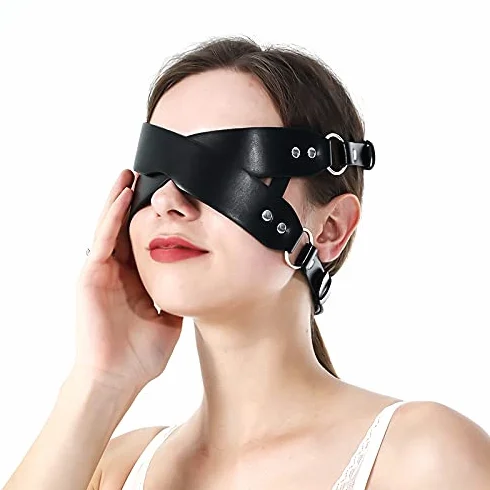 Sex Maschera BDSM w Pelle Black Blind Fold Sex Toys dla Par Extreme Fetish Bondage