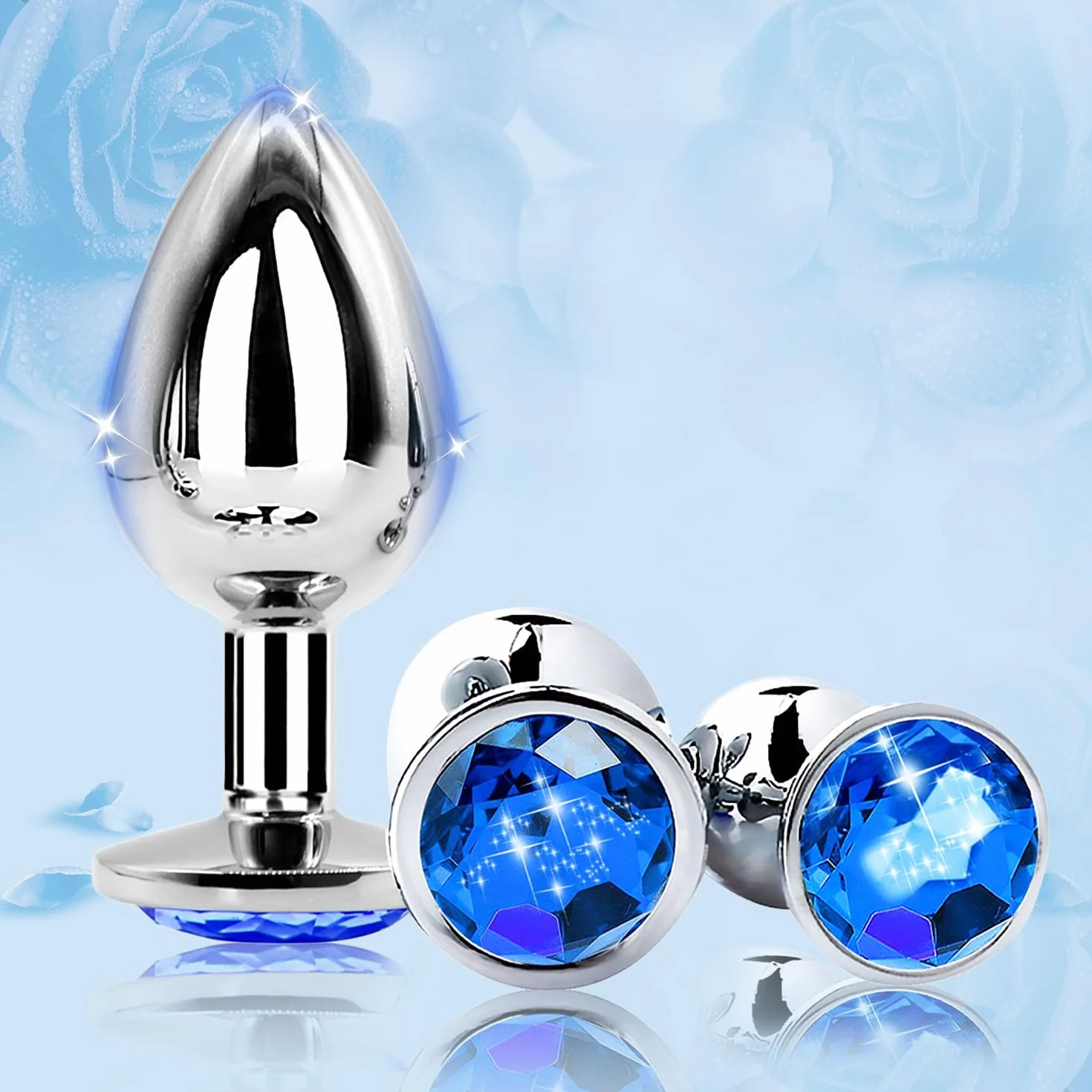 Pezzi in Acciaio Inossidabile Blue Liscio Al Tatto Dietro set vibrazione silicone anal butt large man kit metallo