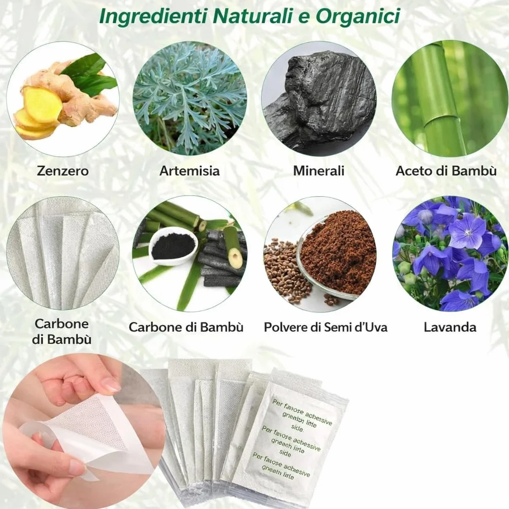 Cerotti Detox Piedi 100 Pezzi, Patch Rimuovere Tossine, Migliorano Circolazione e Sonno