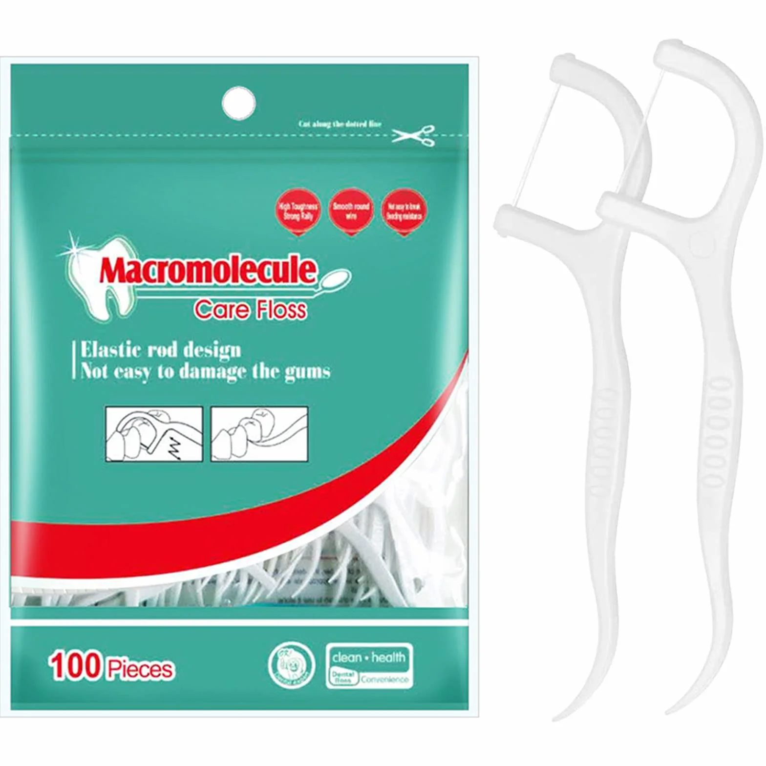 GeekerChip 100 Pezzi Filo Interdentale, Forcella, Plettri Igienico e Portatile, per Pulizia dei Denti, Perfetti per Famiglia, Hotel,Viaggi
