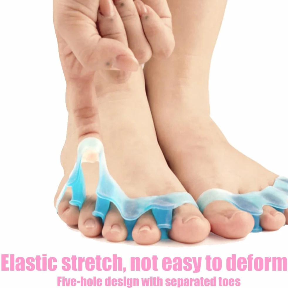 Separatori dita del piede in gel per hallux valgus, correttore alluce valgo, piedi a martello (blu/rosa)