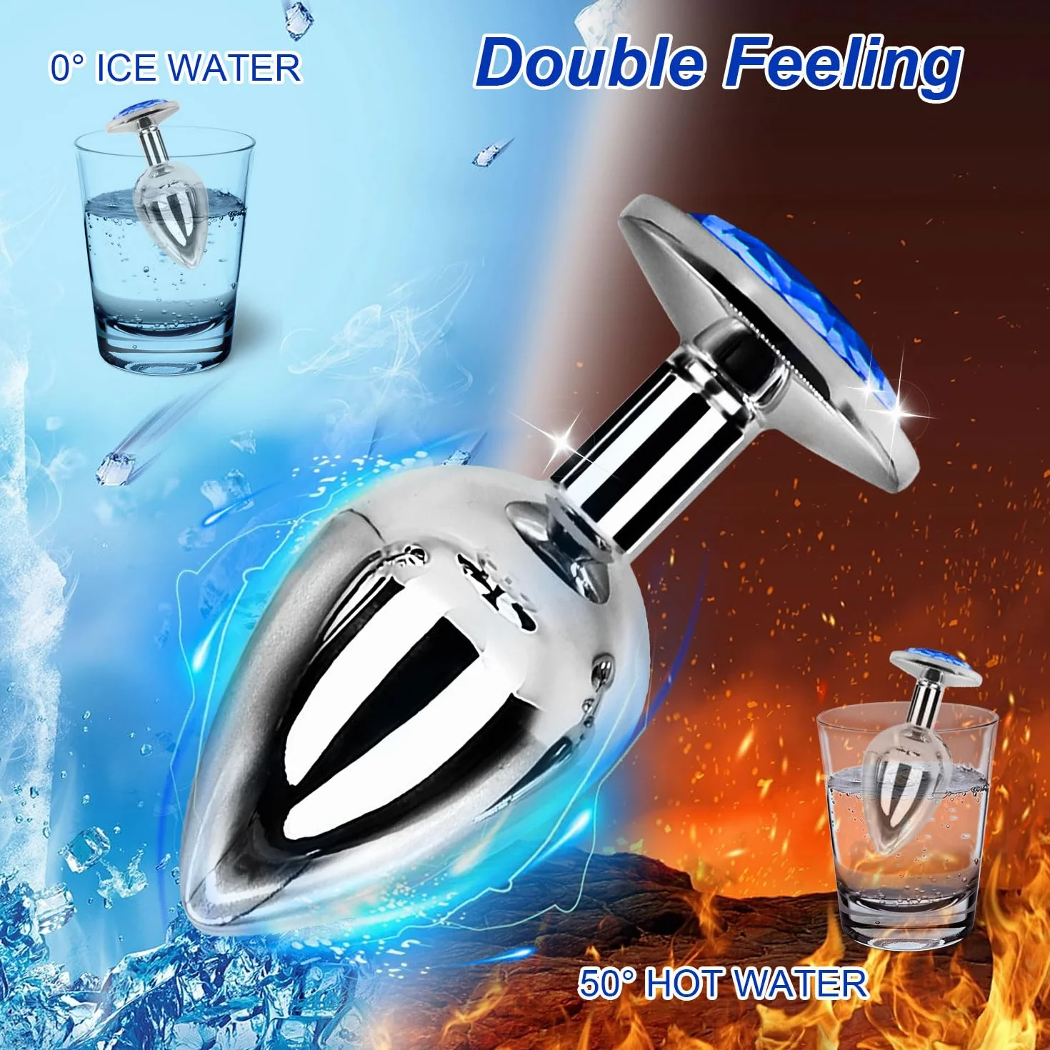 Pezzi in Acciaio Inossidabile Blue Liscio Al Tatto Dietro set vibrazione silicone anal butt large man kit metallo