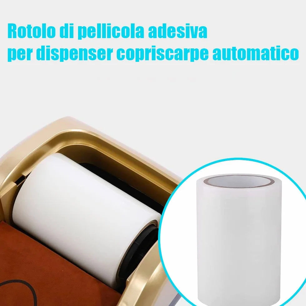 A.M.C. AMC rotolo pellicola adesiva monouso copriscarpe con adesivo molto resistente, pellicola per calzature monouso universale per protezione igienica professionale e domestico