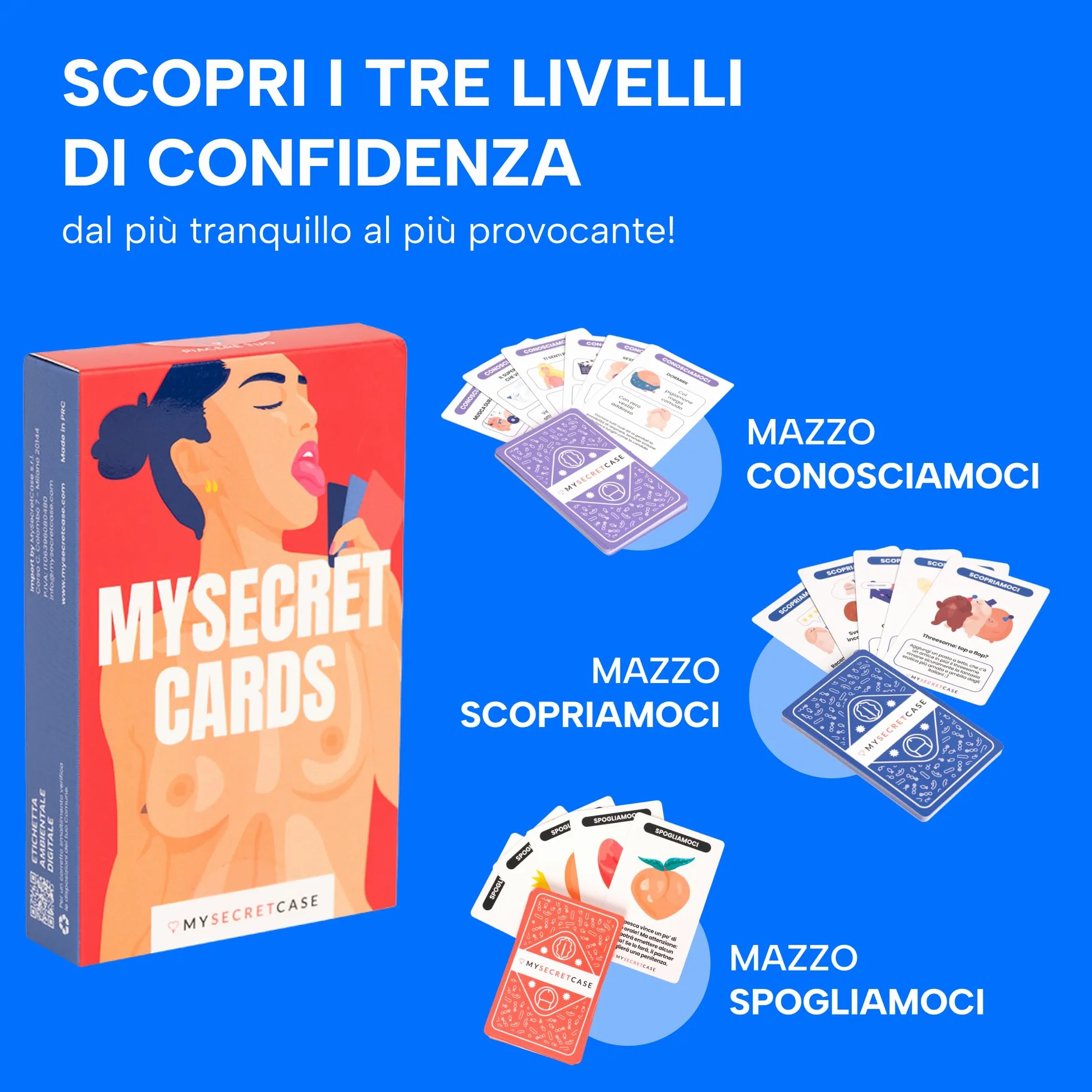 MySecretCase Giochi Erotiici per Coppie - 60 Carte 3 Livelli Conosciamoci, Scopriamoci, Spogliamoci Sexytoysys Coppia Carte Sessuali di Coppia Giochi per Adulti Sexy