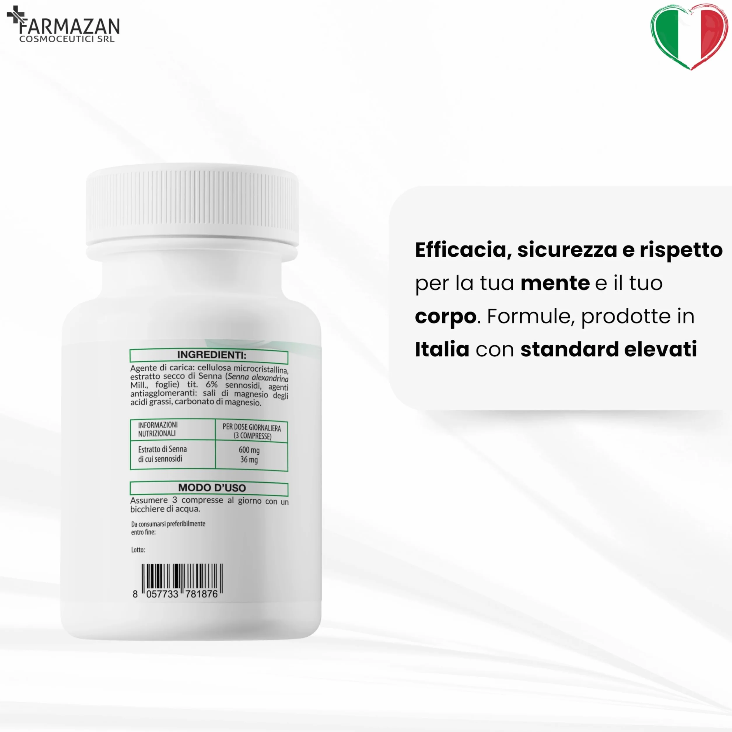 Farmazan Senna 100 Compresse 200mg Integratore Alimentare Regolarità Intestinale Senza Glutine