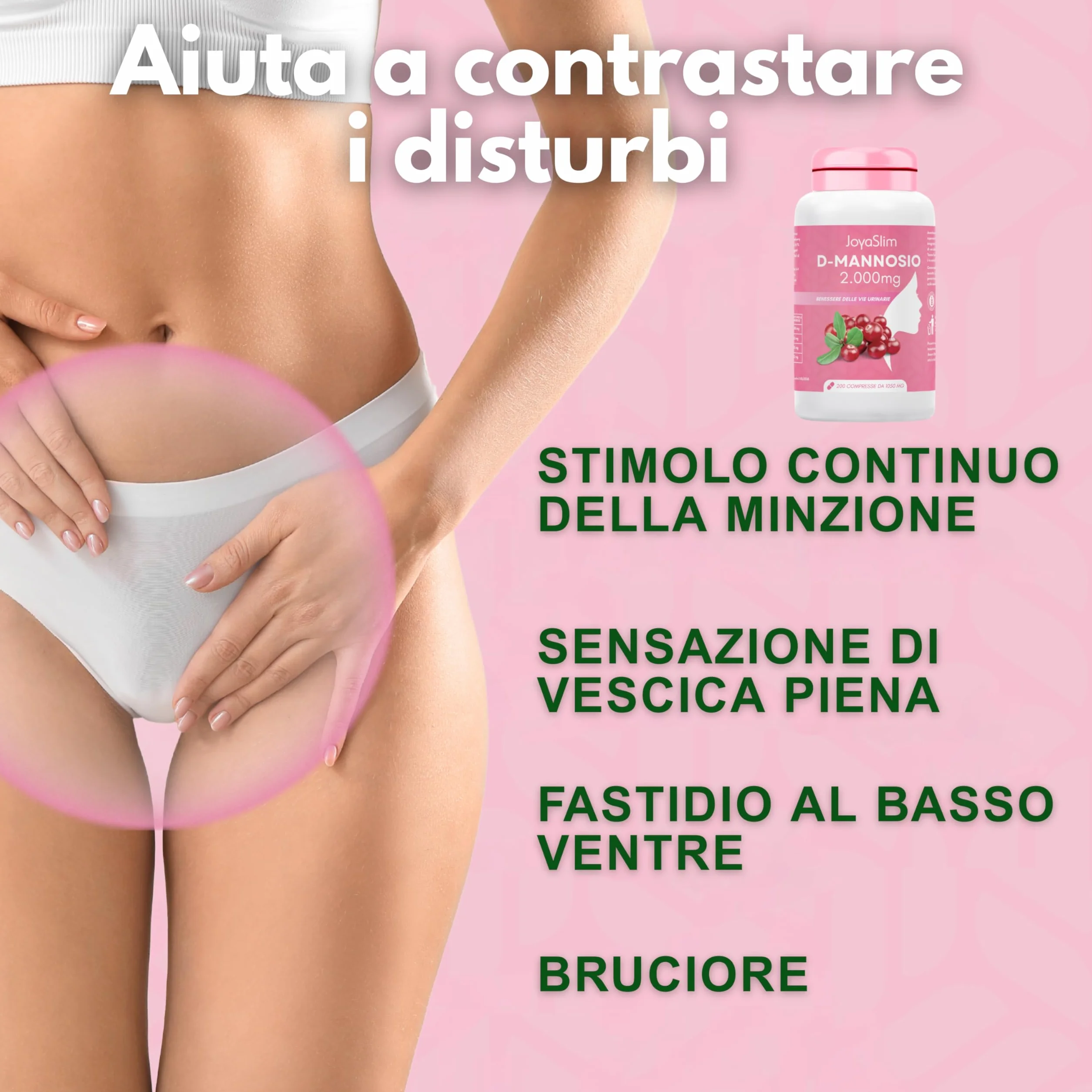 D Mannosio Puro 2000mg. JoyaSlim® Integratore Cistite e Candida. Con Acido Ialuronico, Mirtillo Rosso e Inulina. 200 Compresse (Fornitura 3 Mesi) Supporto Naturale Vie Urinarie Donna e Uomo
