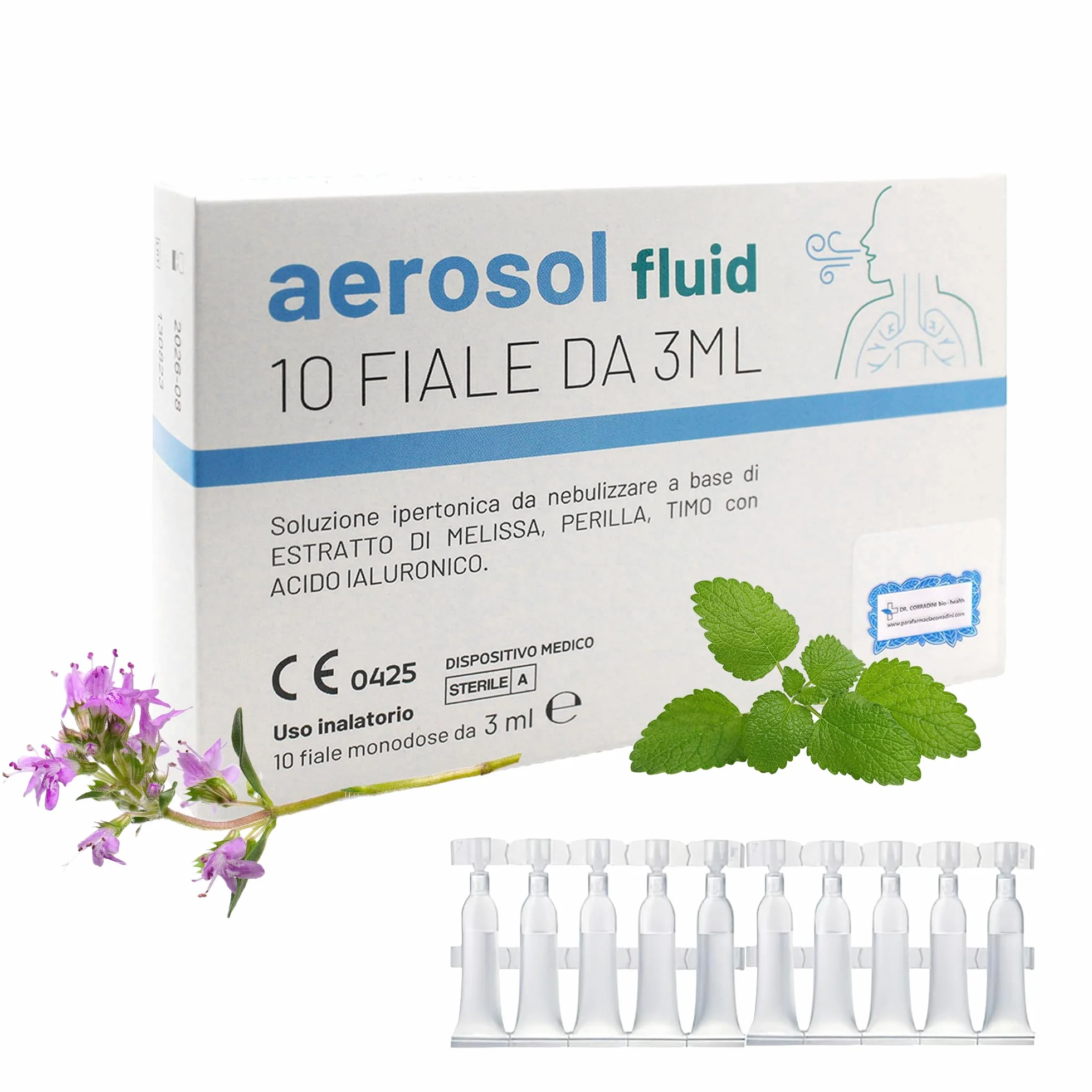 Dr. Corradini Soluzione Fisiologica Aerosol Lavaggio Nasale Acido Ialuronico Melissa Perilla Timo 10 Fiale